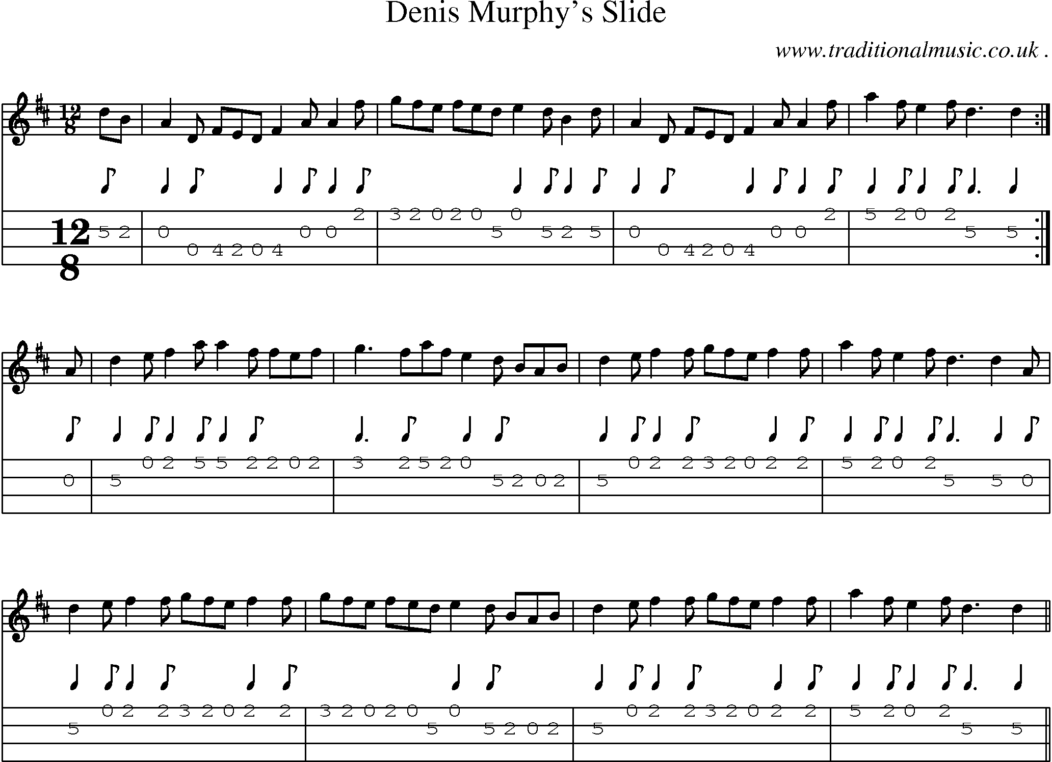 Sheet-Music and Mandolin Tabs for Denis Murphys Slide