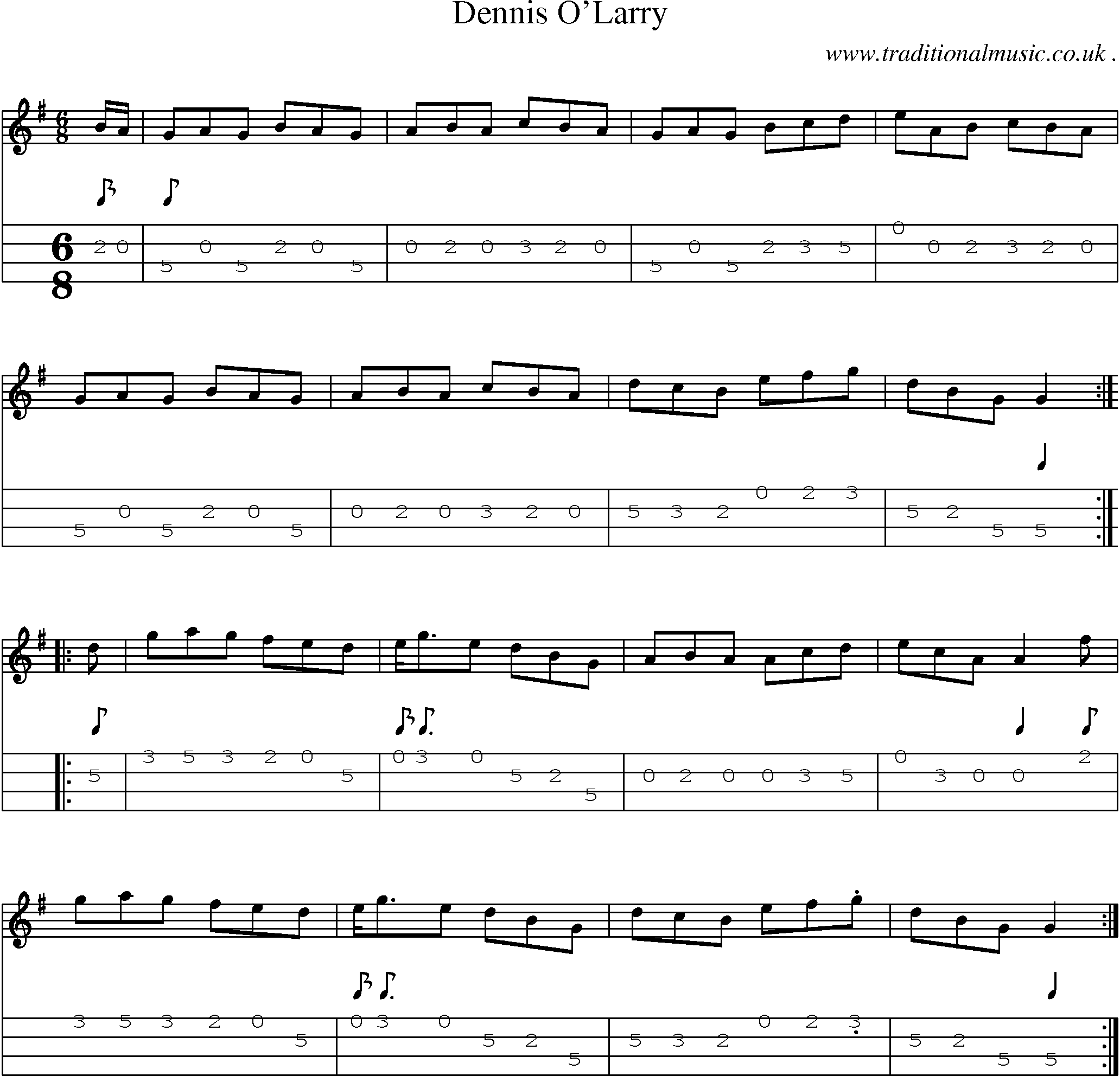 Sheet-Music and Mandolin Tabs for Dennis Olarry
