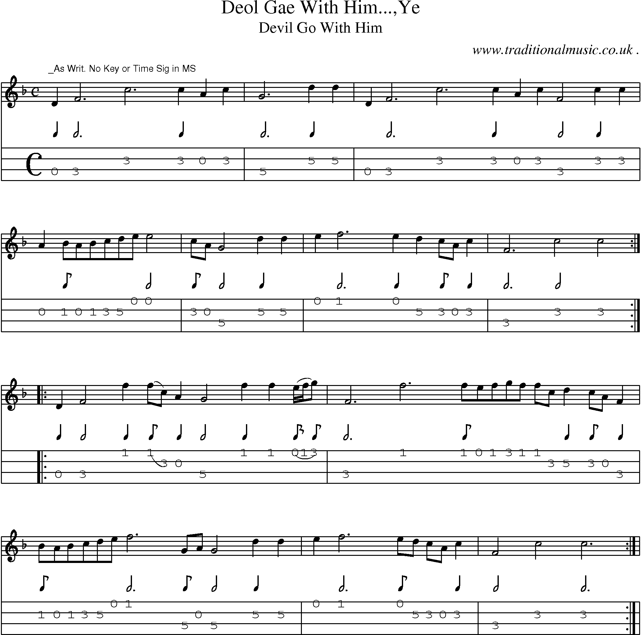 Sheet-Music and Mandolin Tabs for Deol Gae With Himye