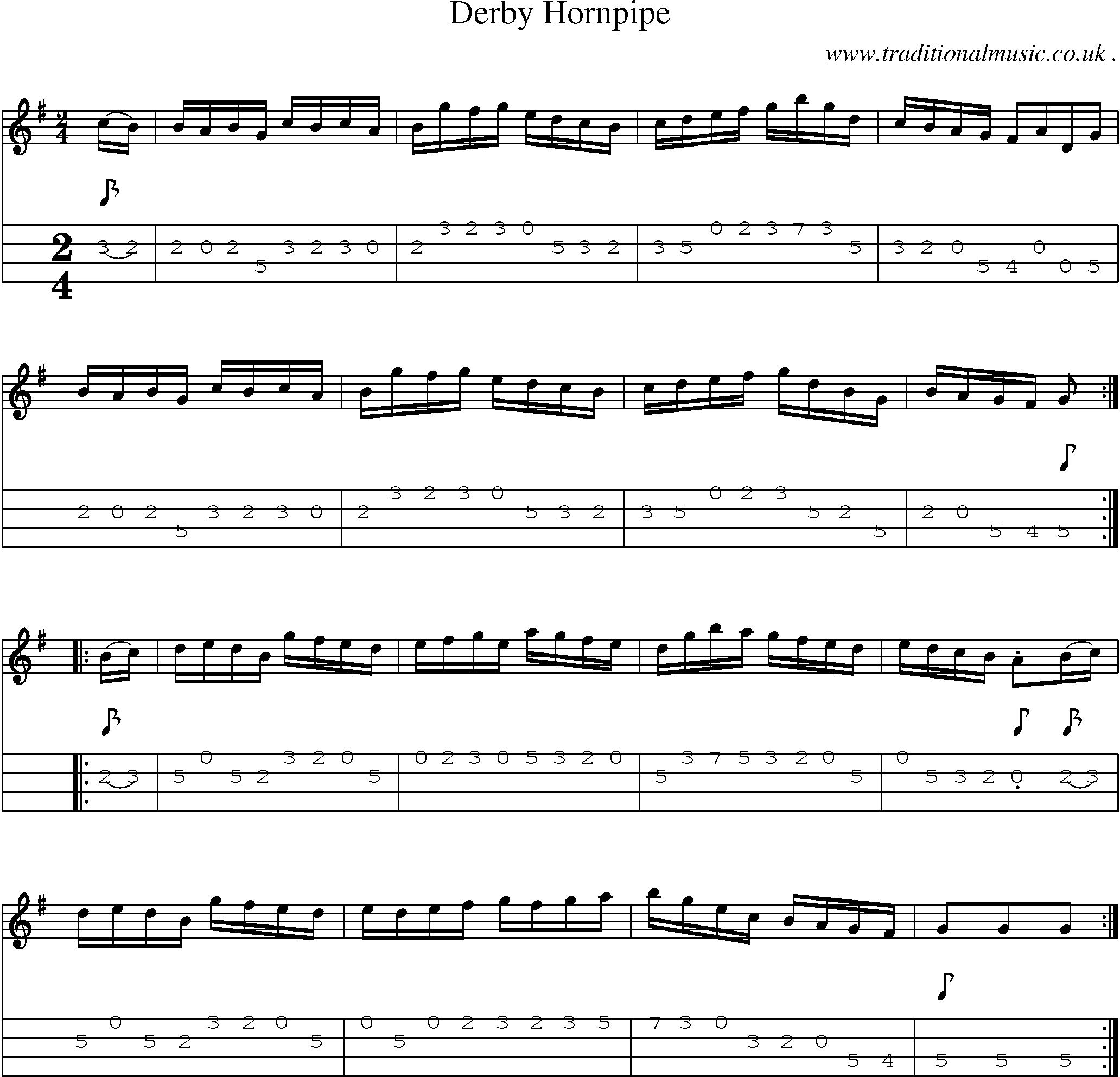 Sheet-Music and Mandolin Tabs for Derby Hornpipe