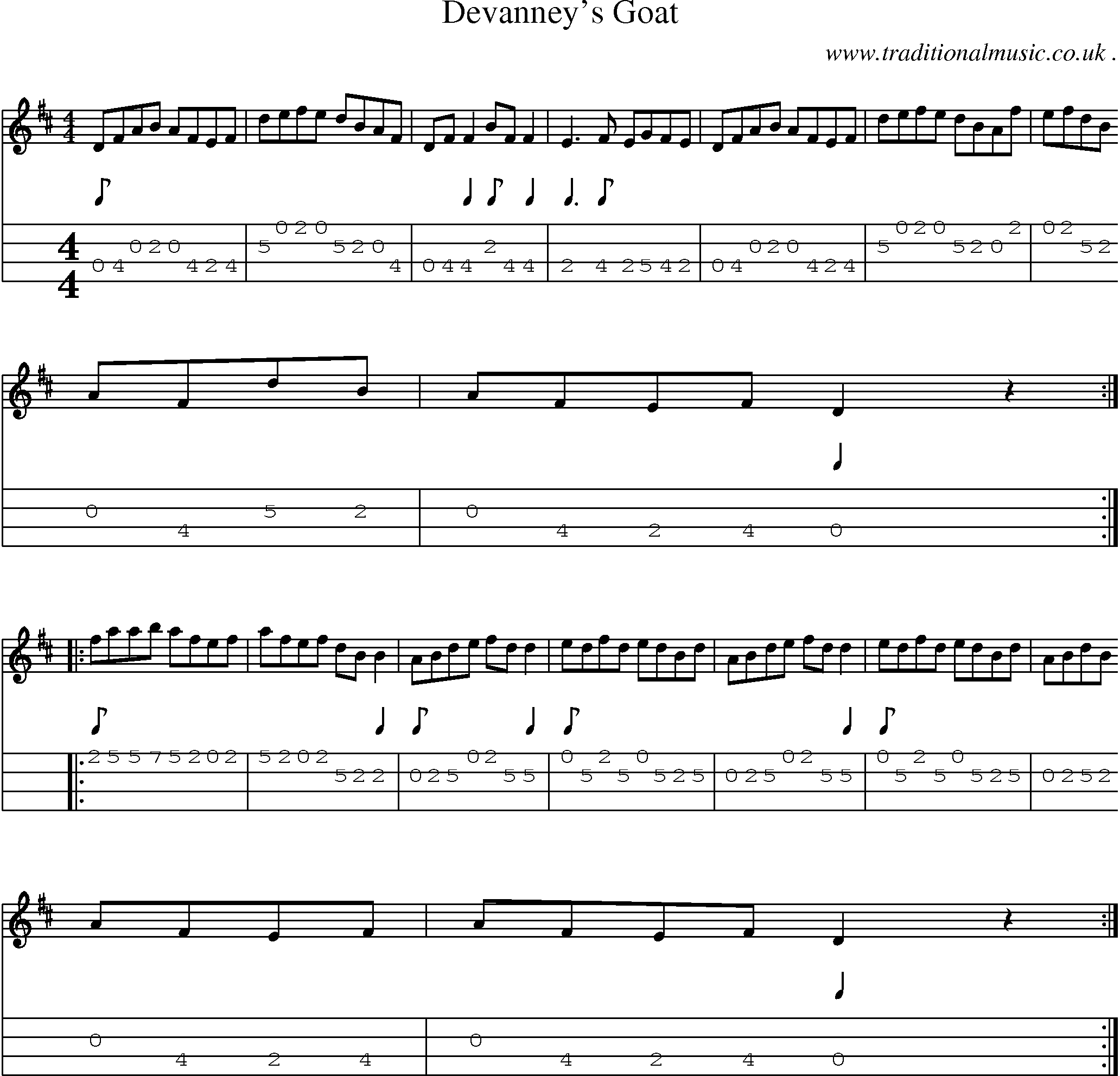 Sheet-Music and Mandolin Tabs for Devanneys Goat