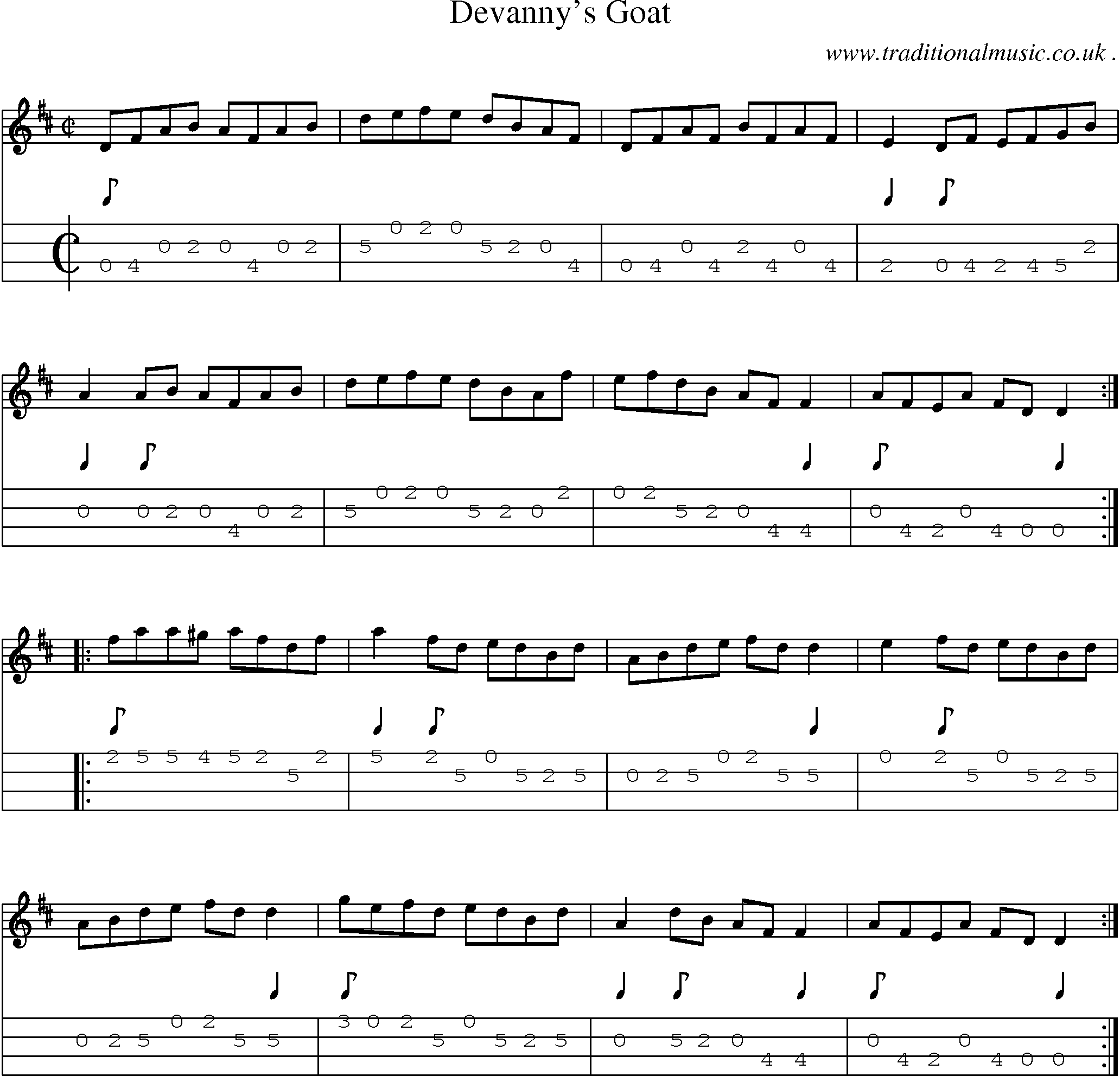 Sheet-Music and Mandolin Tabs for Devannys Goat