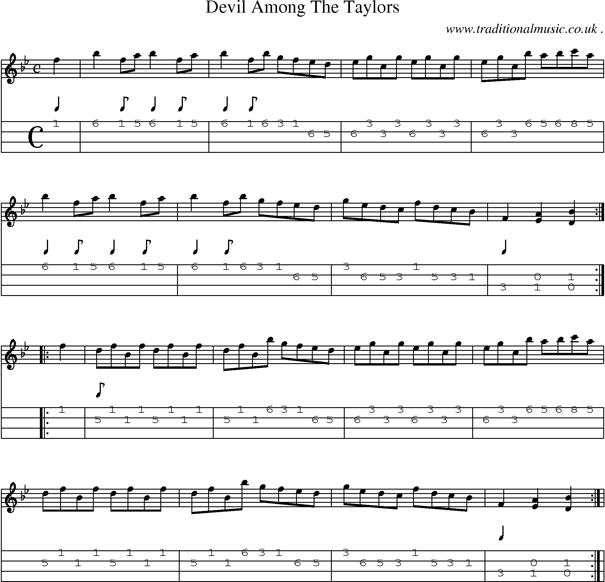 Sheet-Music and Mandolin Tabs for Devil Among The Taylors