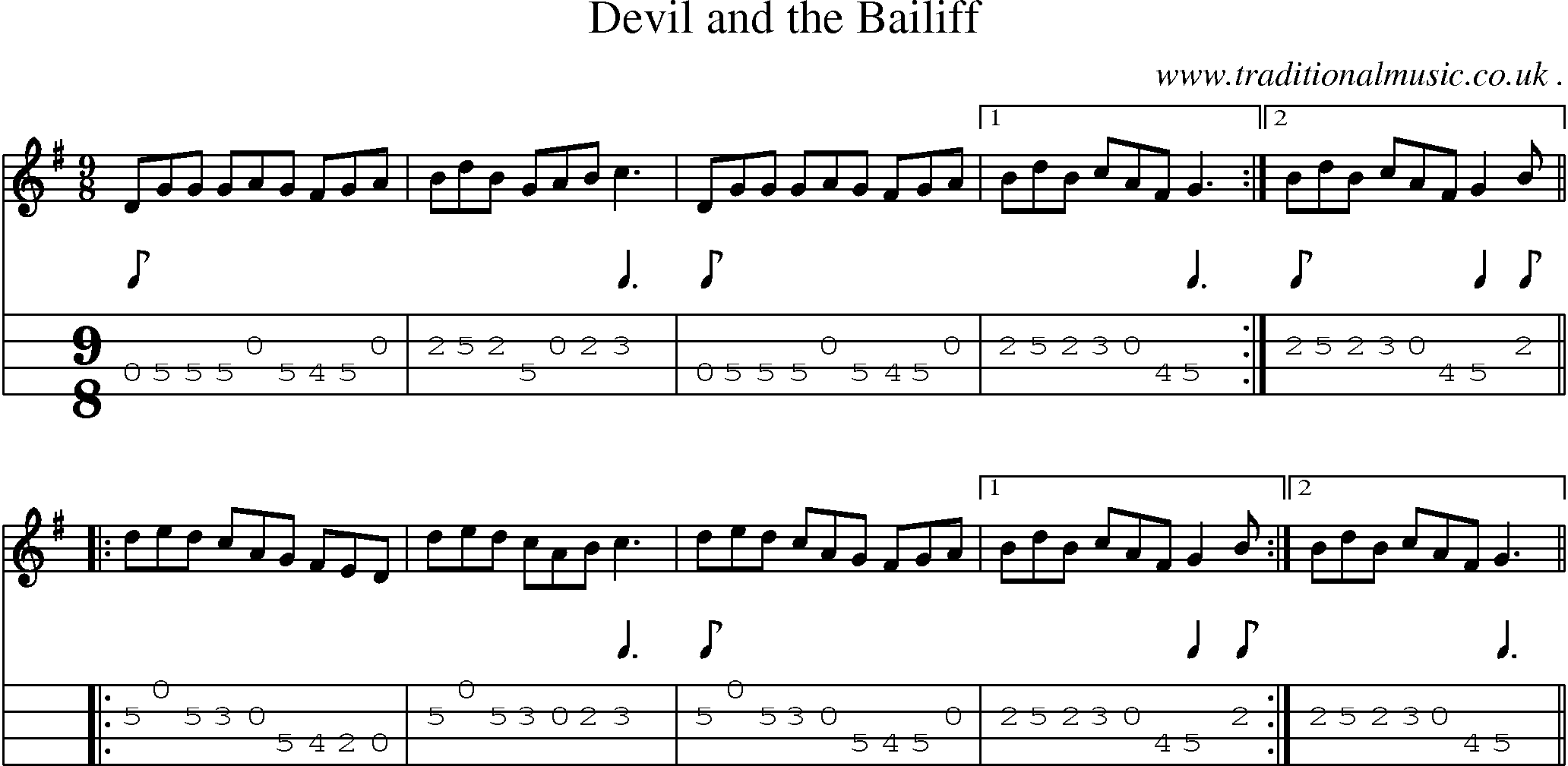 Sheet-Music and Mandolin Tabs for Devil And The Bailiff