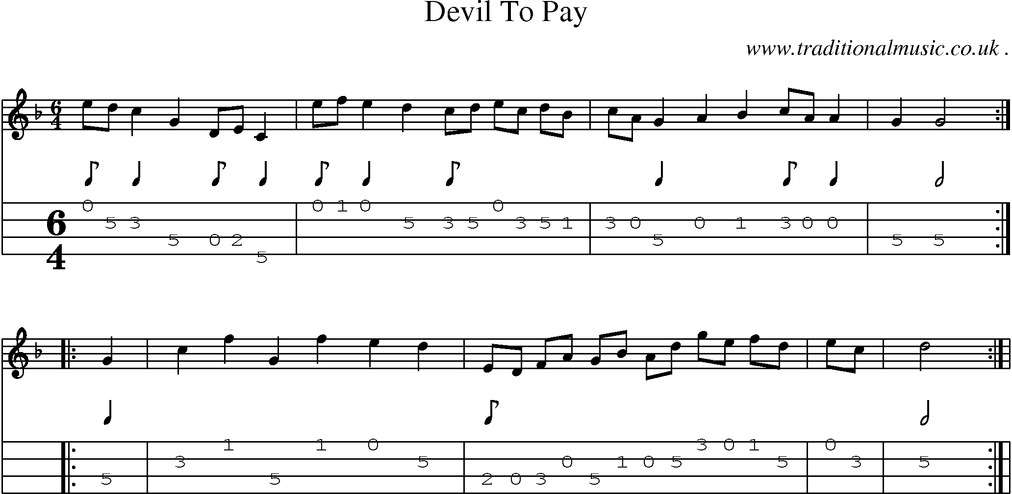 Sheet-Music and Mandolin Tabs for Devil To Pay