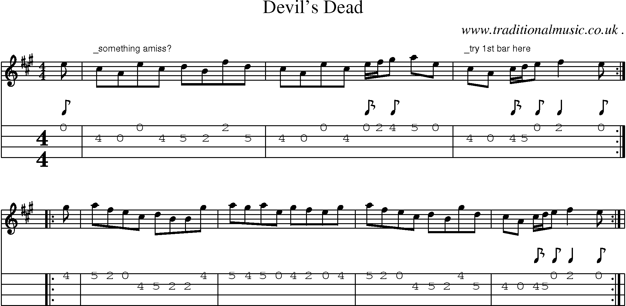 Sheet-Music and Mandolin Tabs for Devils Dead