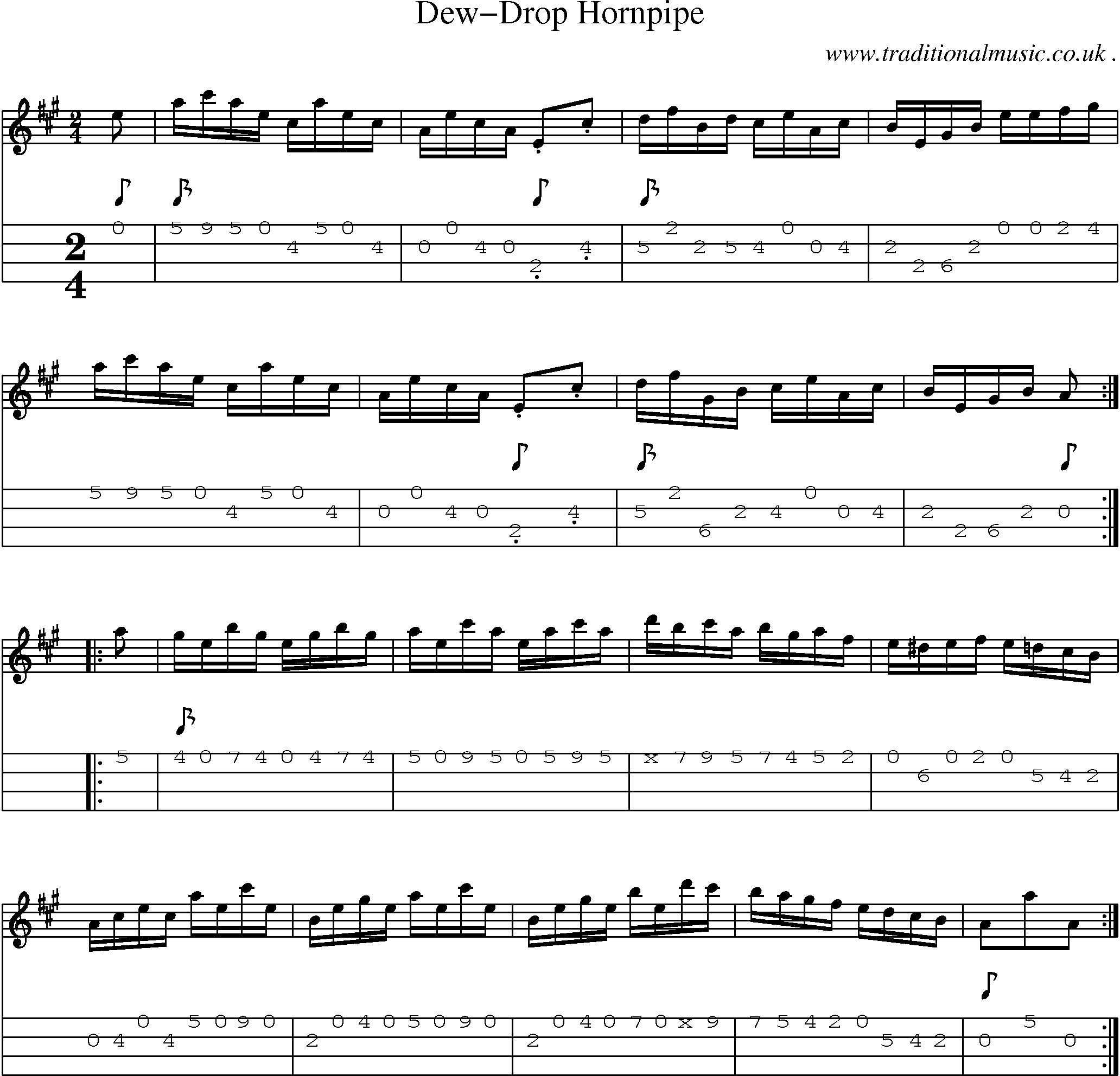 Sheet-Music and Mandolin Tabs for Dew-drop Hornpipe