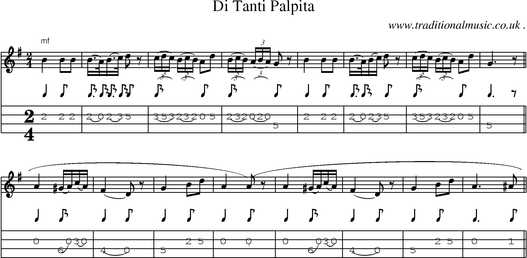Sheet-Music and Mandolin Tabs for Di Tanti Palpita