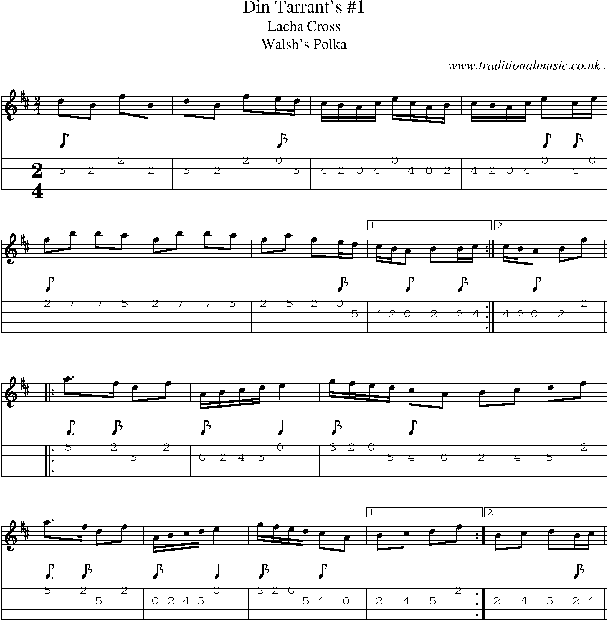 Sheet-Music and Mandolin Tabs for Din Tarrants 1