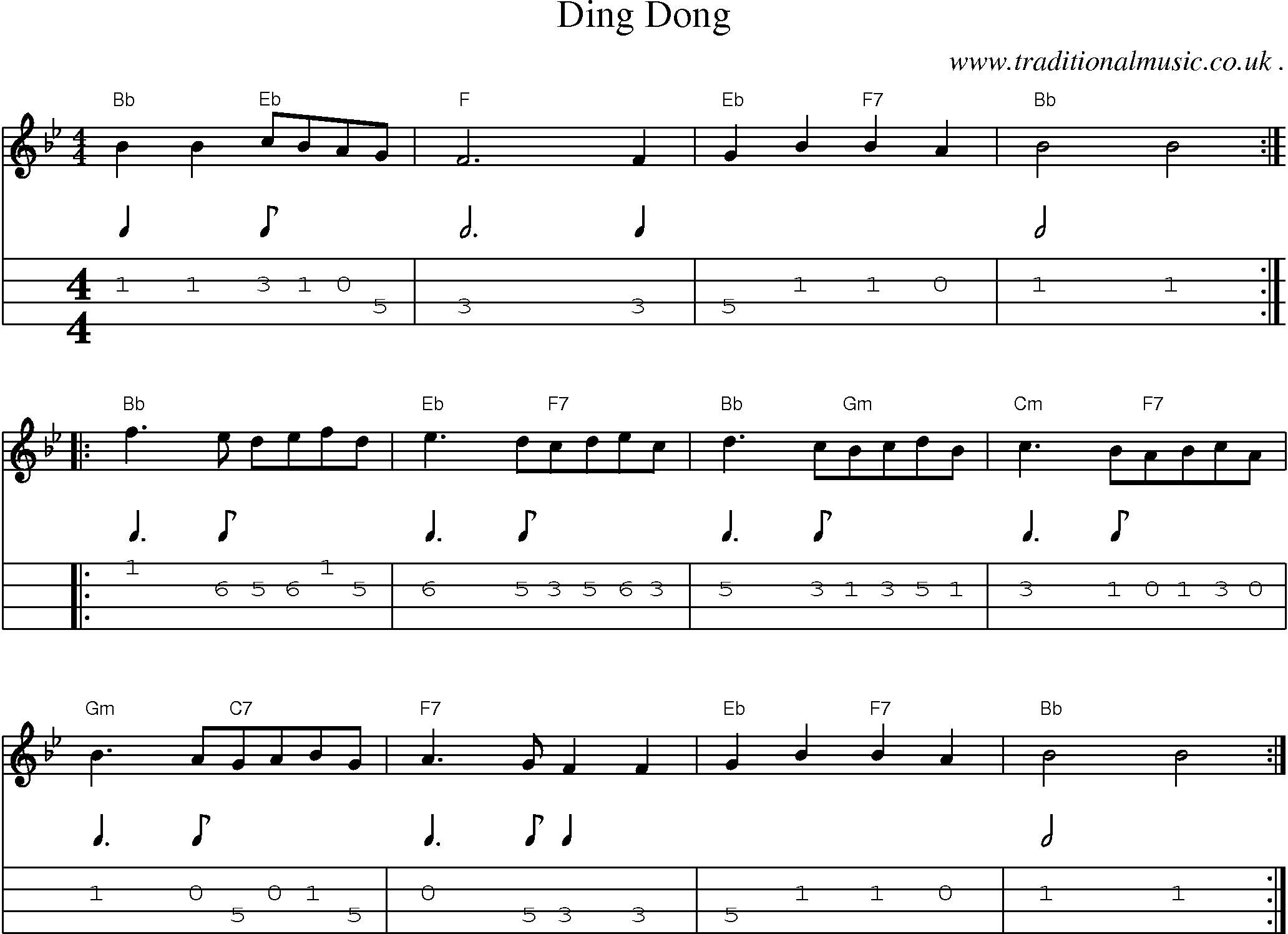 Sheet-Music and Mandolin Tabs for Ding Dong