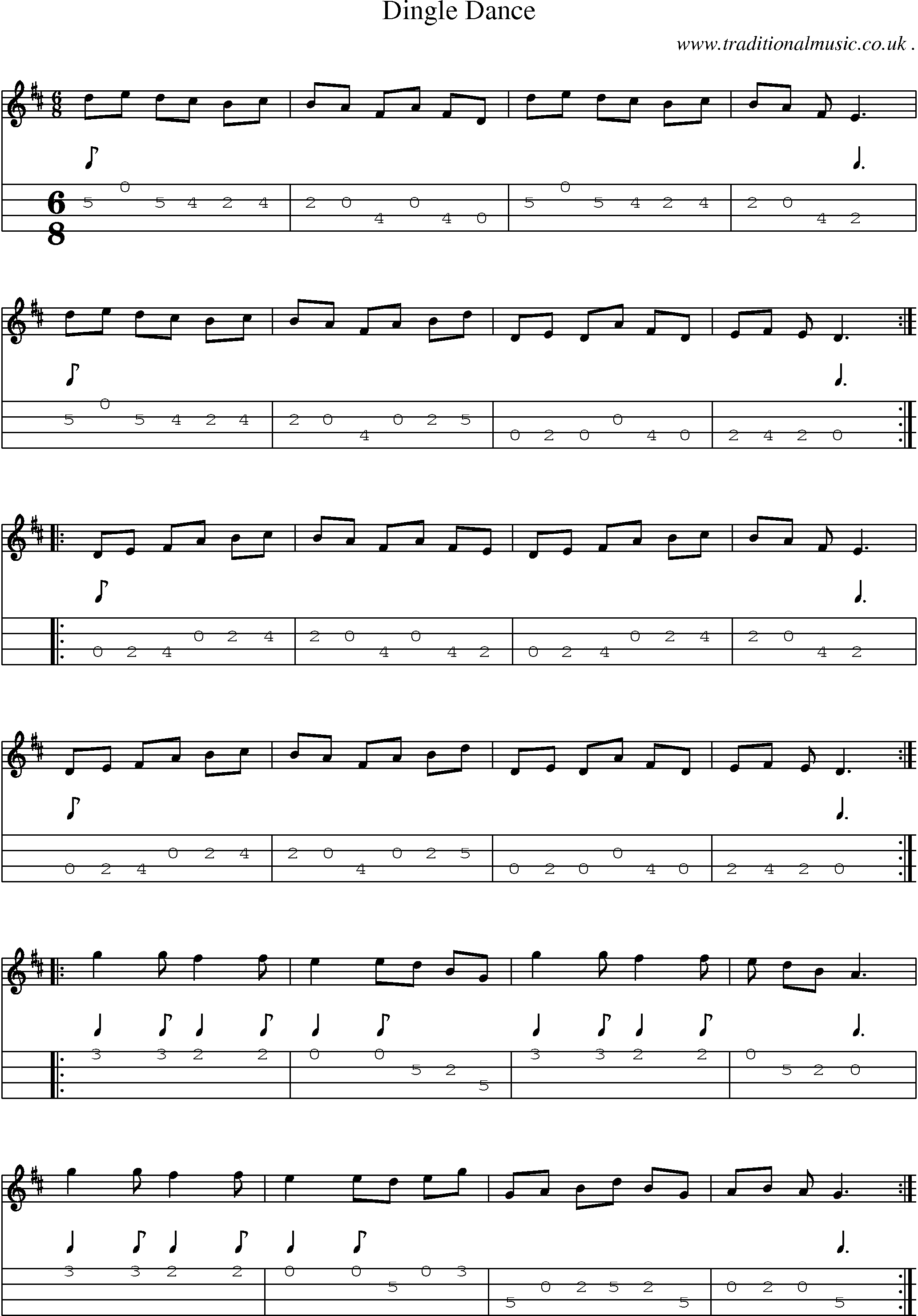 Sheet-Music and Mandolin Tabs for Dingle Dance