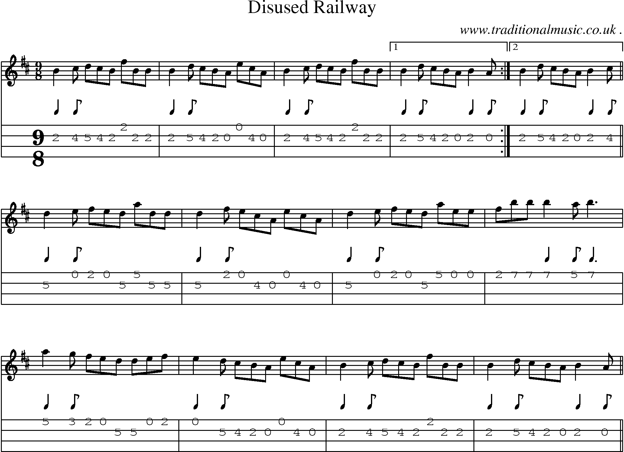 Sheet-Music and Mandolin Tabs for Disused Railway