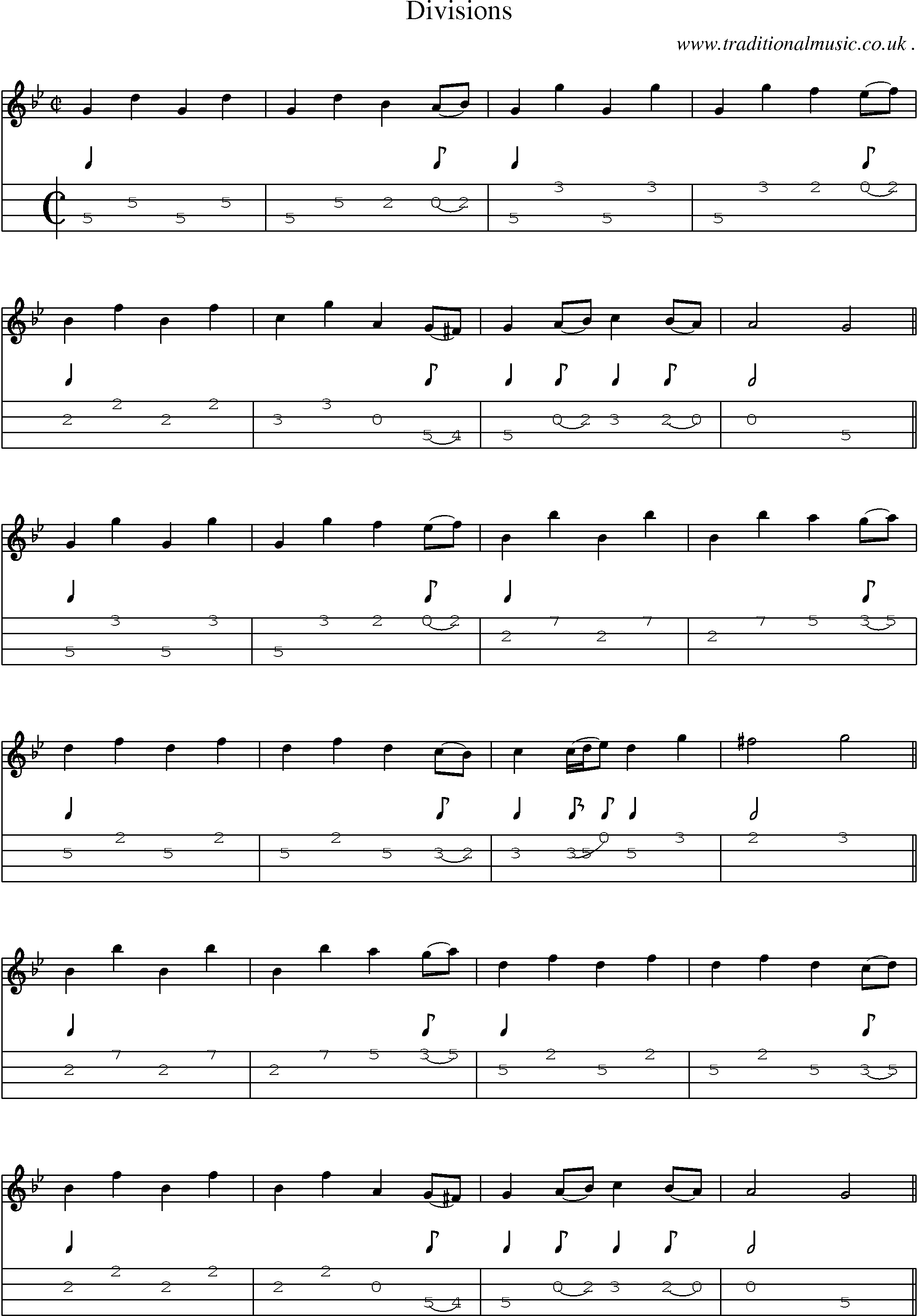 Sheet-Music and Mandolin Tabs for Divisions