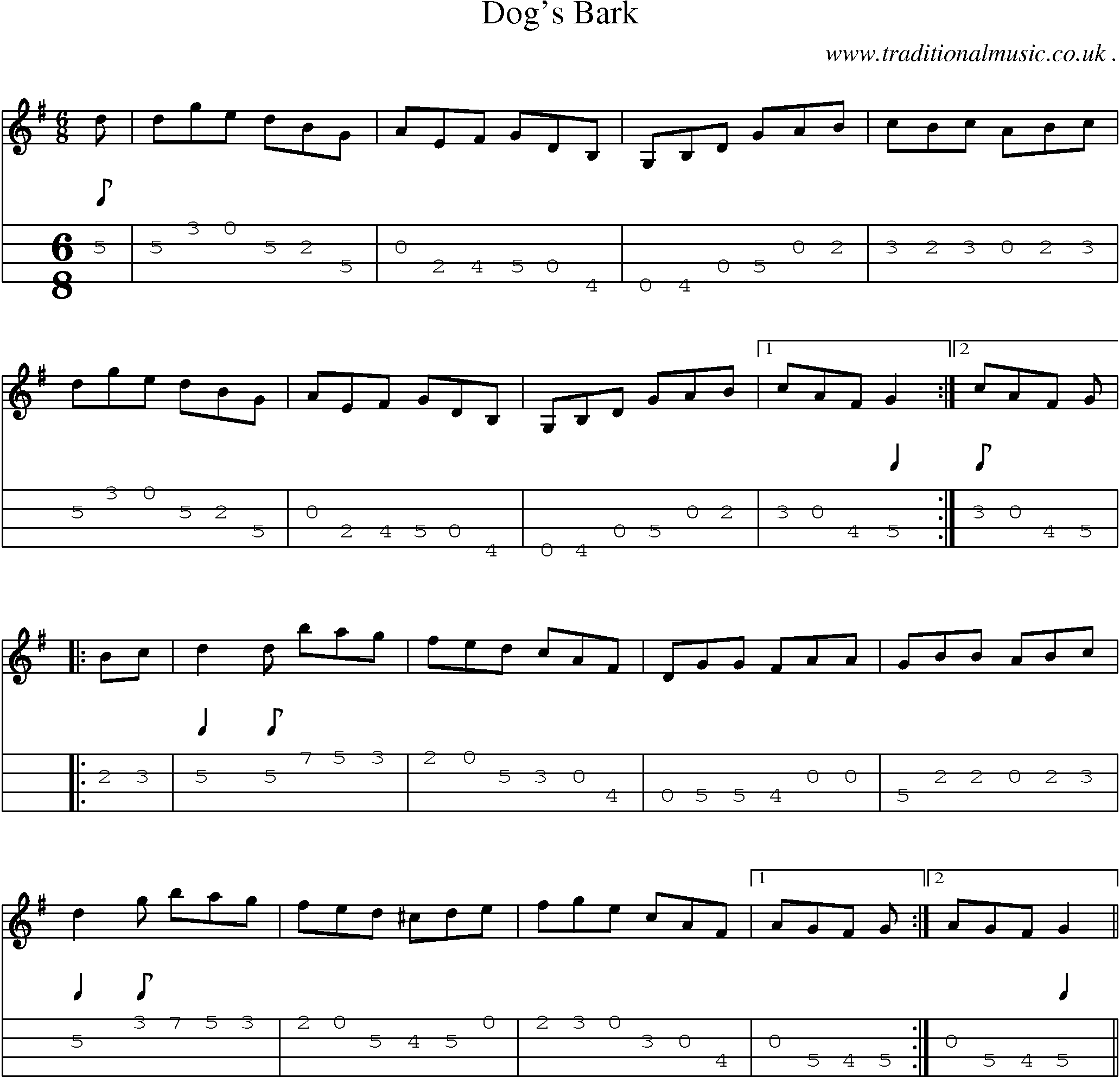 Sheet-Music and Mandolin Tabs for Dogs Bark
