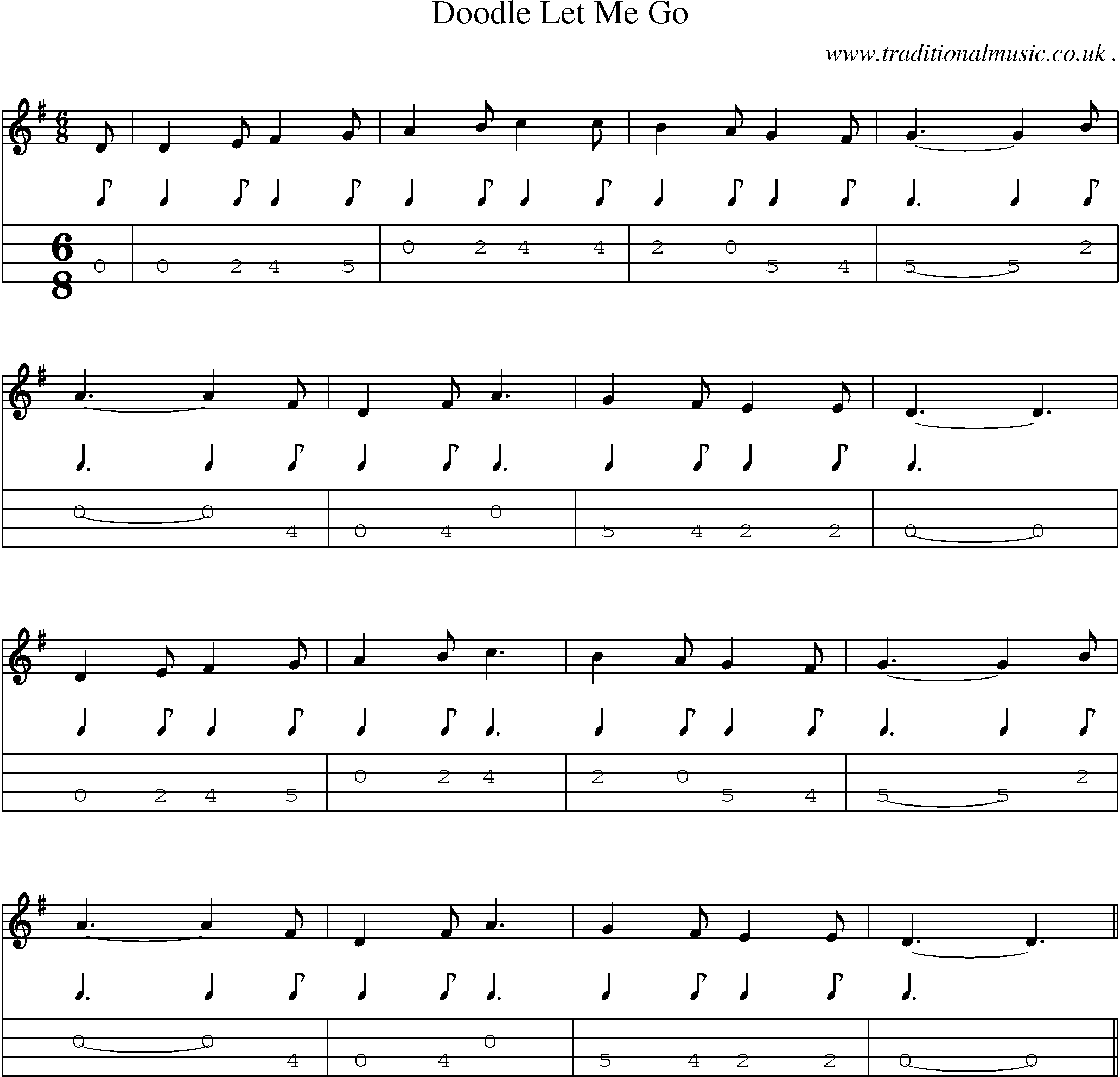 Sheet-Music and Mandolin Tabs for Doodle Let Me Go