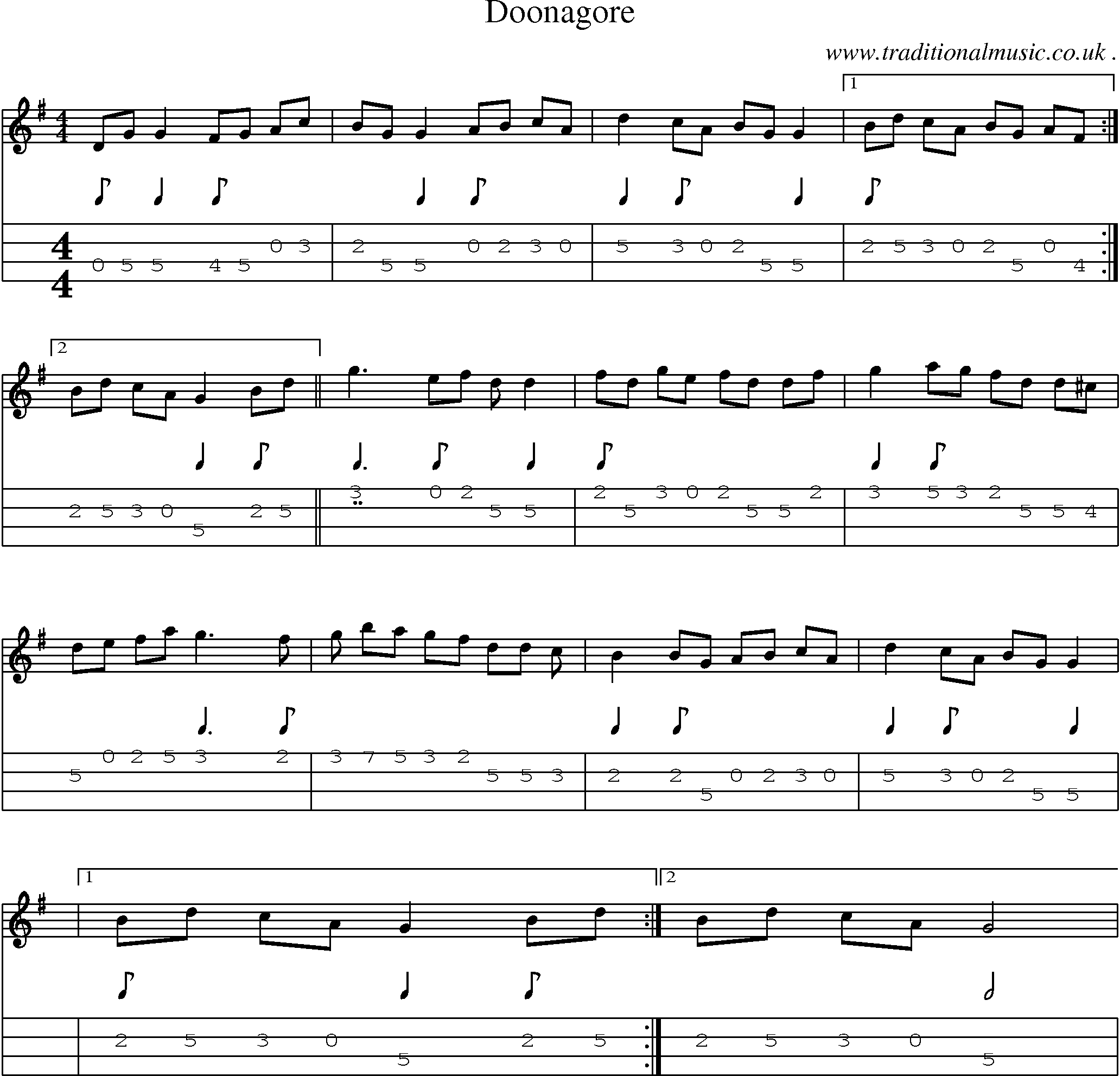 Sheet-Music and Mandolin Tabs for Doonagore