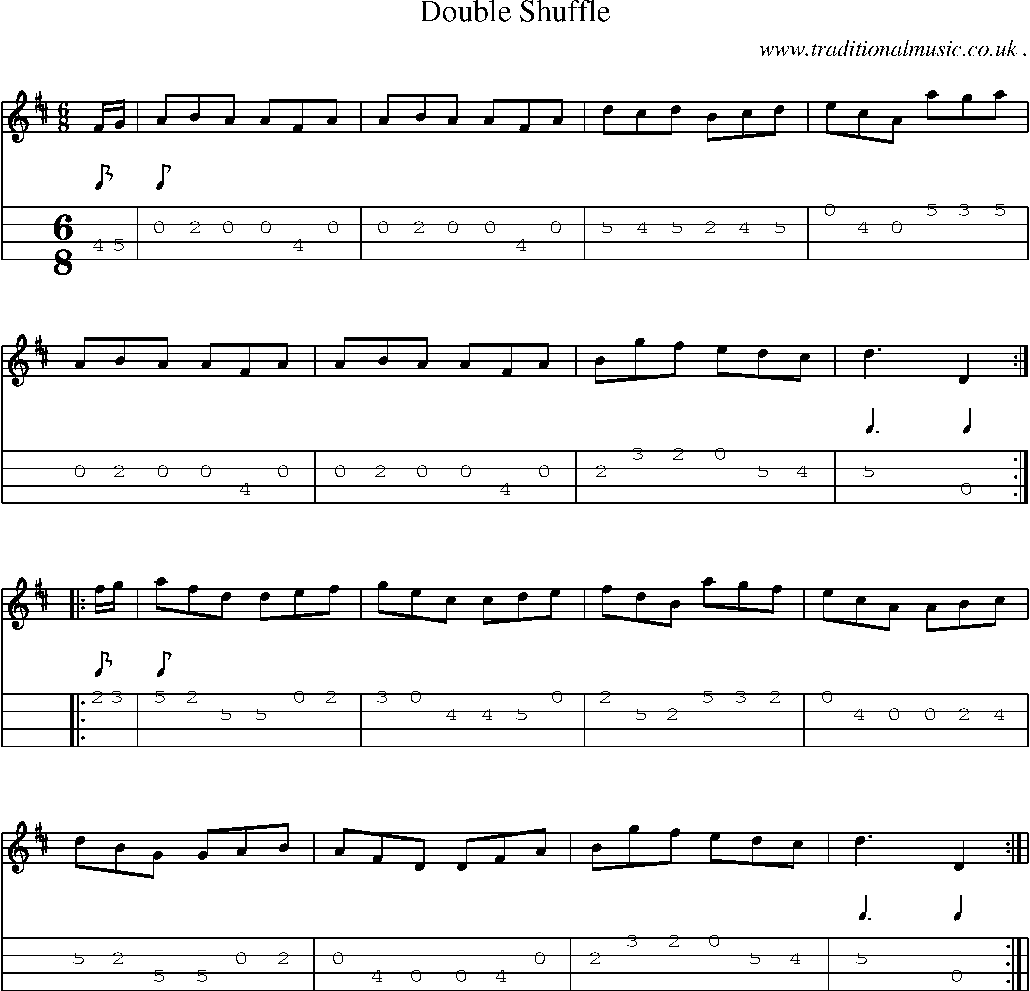 Sheet-Music and Mandolin Tabs for Double Shuffle