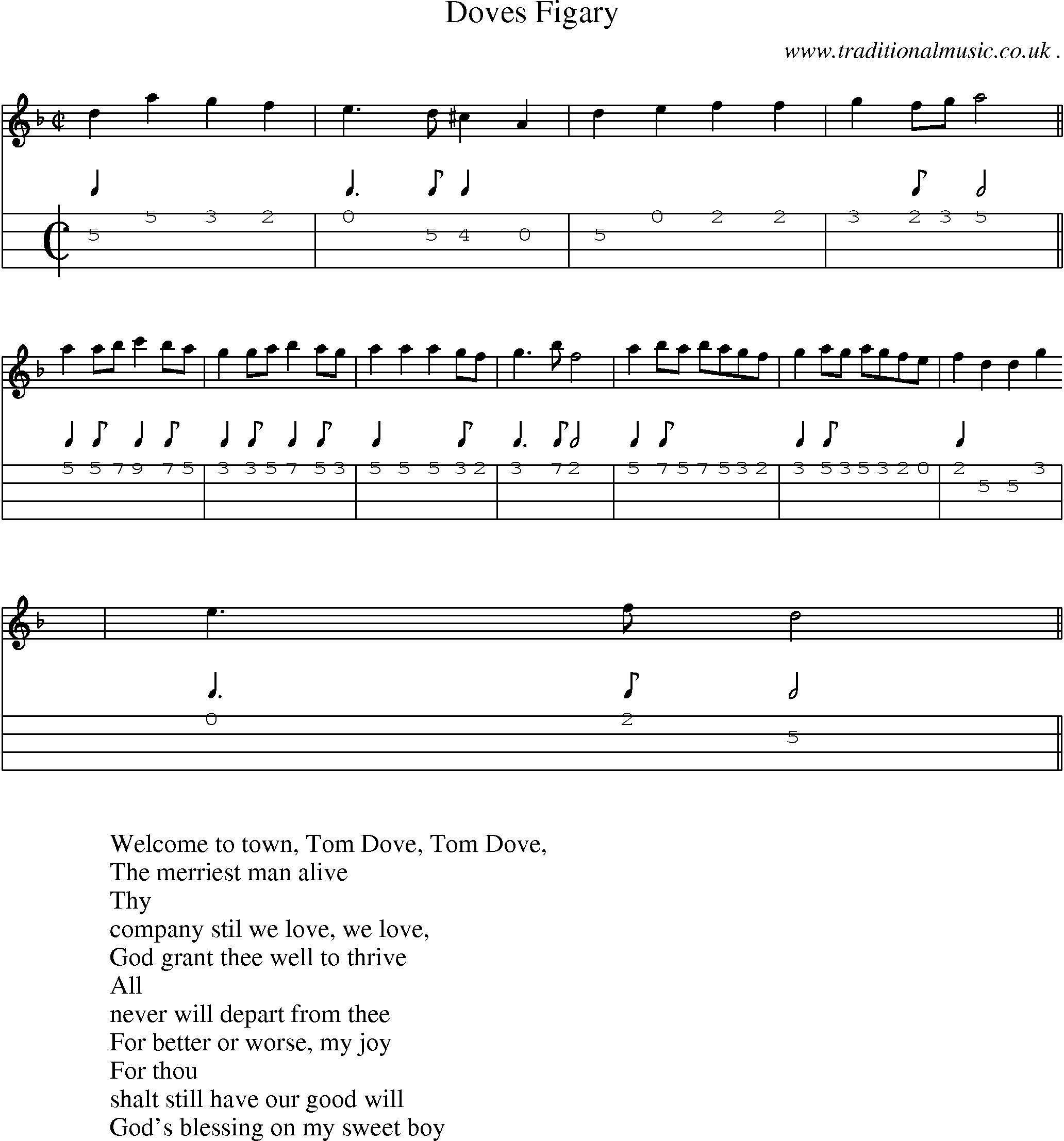 Sheet-Music and Mandolin Tabs for Doves Figary