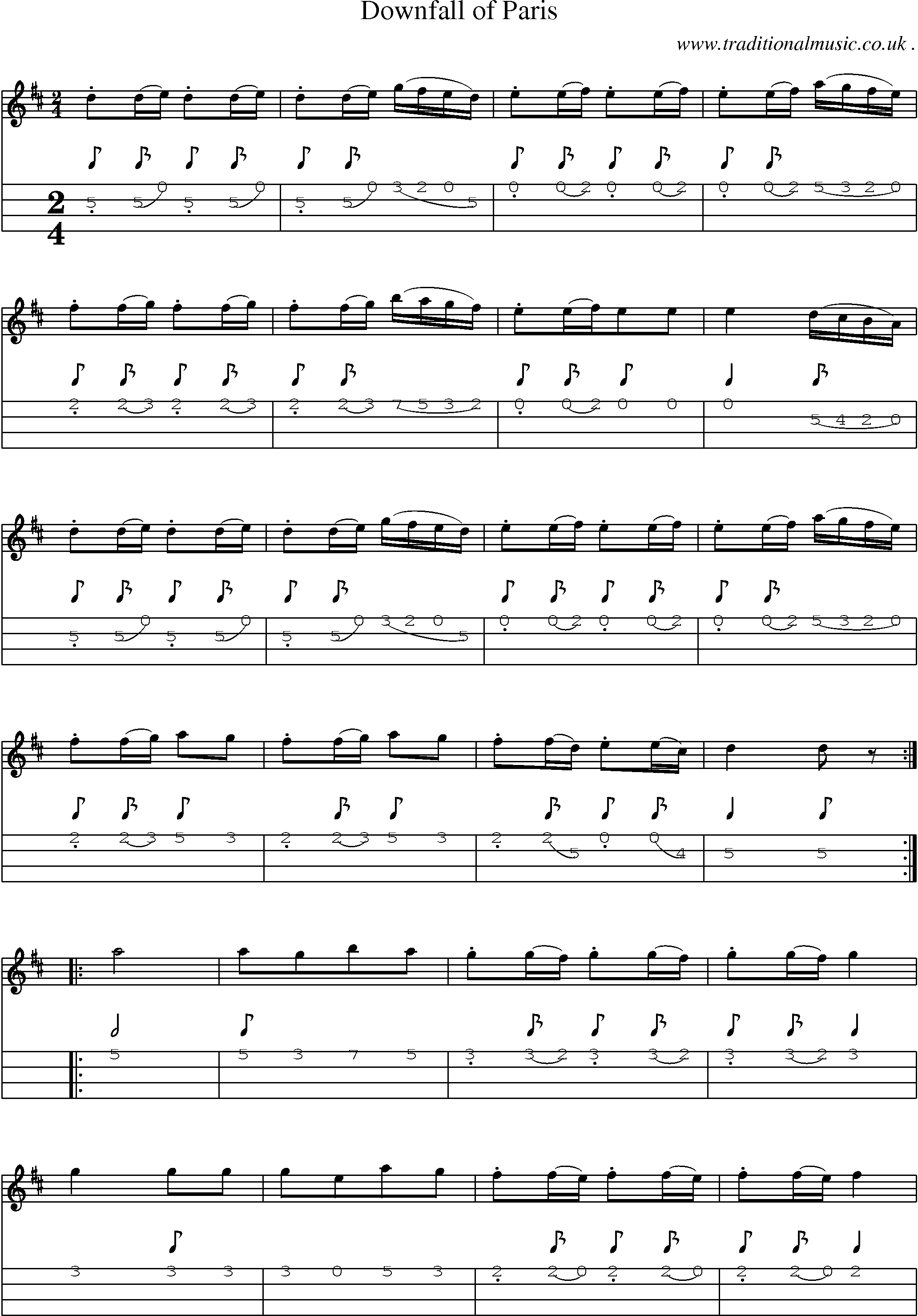 Sheet-Music and Mandolin Tabs for Downfall Of Paris