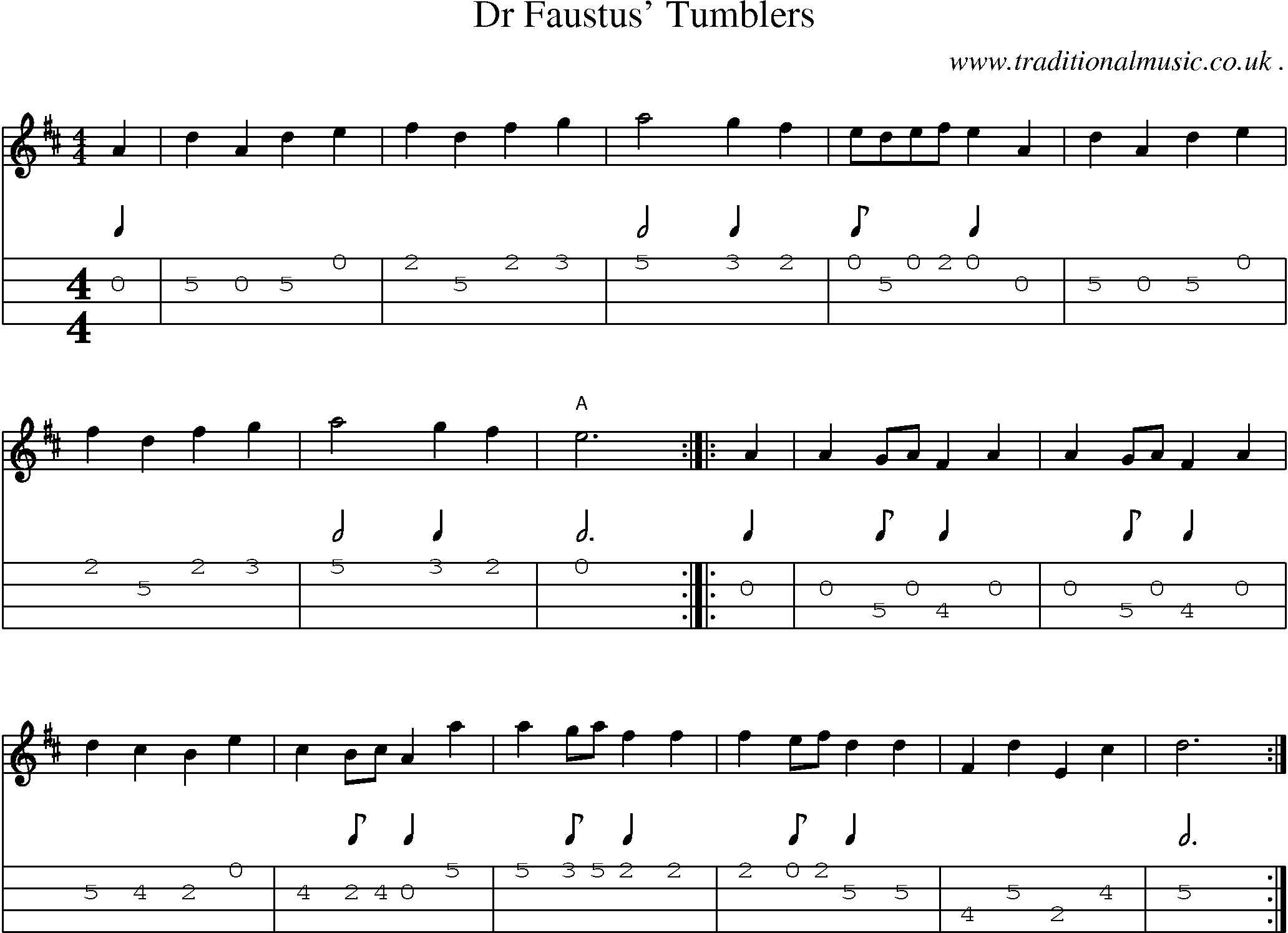 Sheet-Music and Mandolin Tabs for Dr Faustus Tumblers