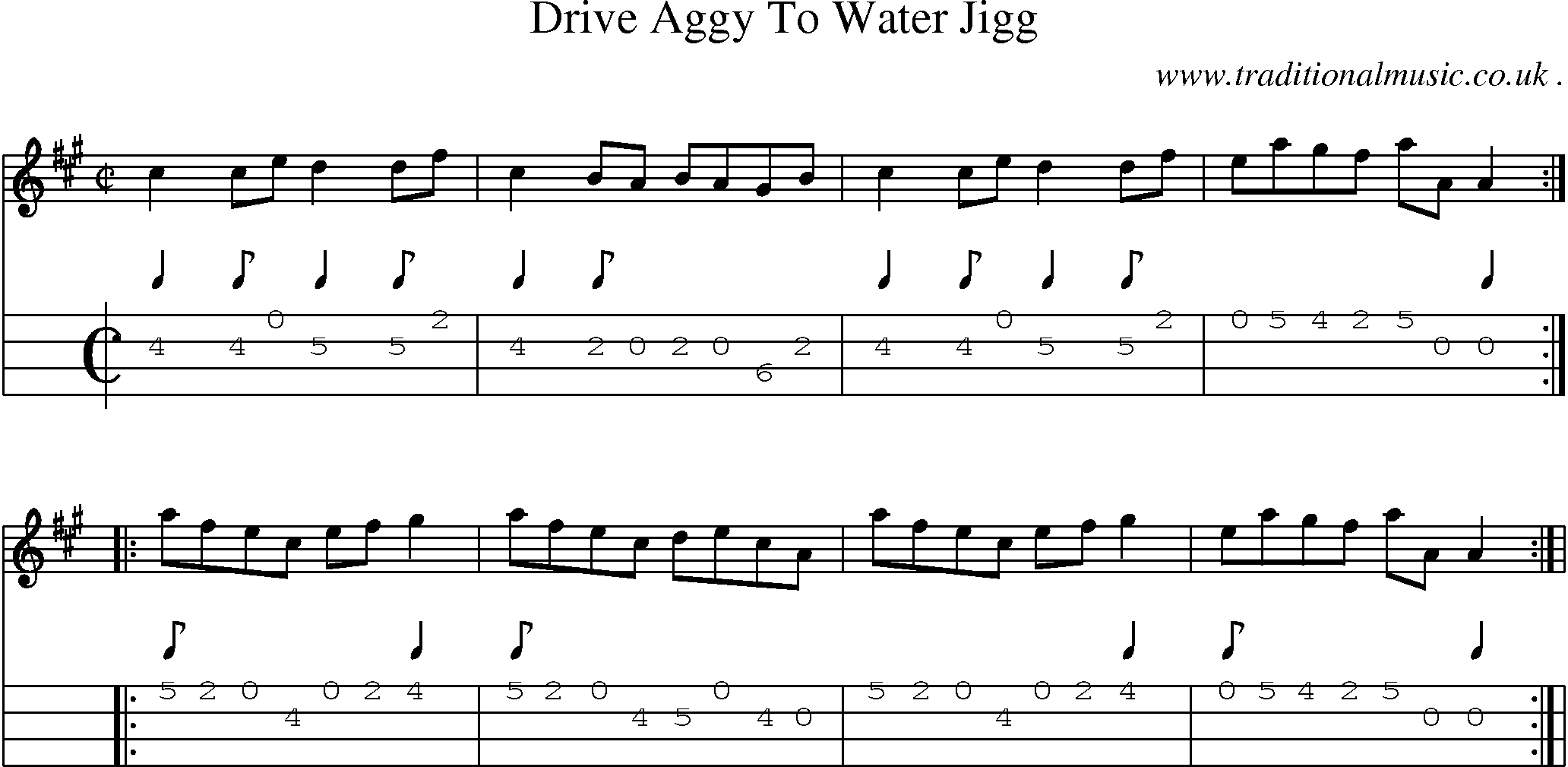 Sheet-Music and Mandolin Tabs for Drive Aggy To Water Jigg