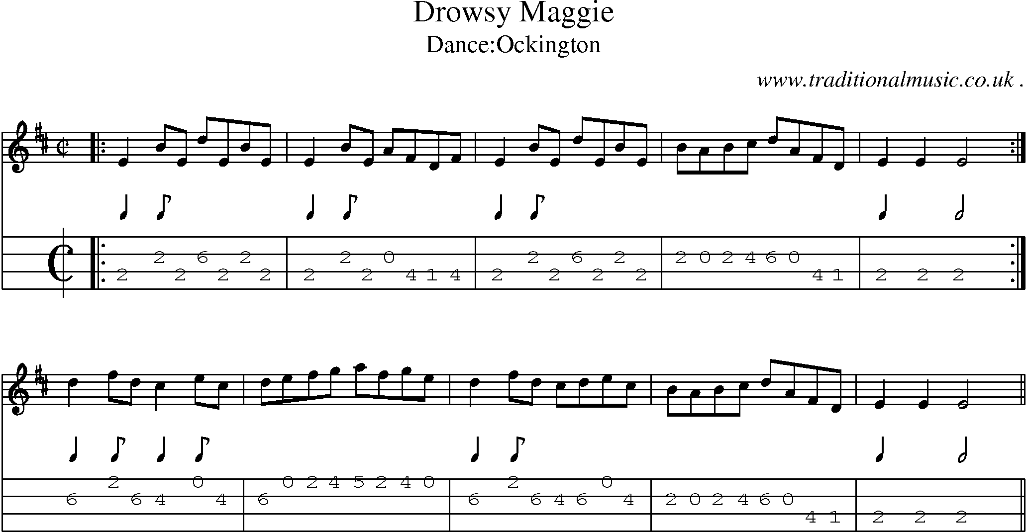Sheet-Music and Mandolin Tabs for Drowsy Maggie