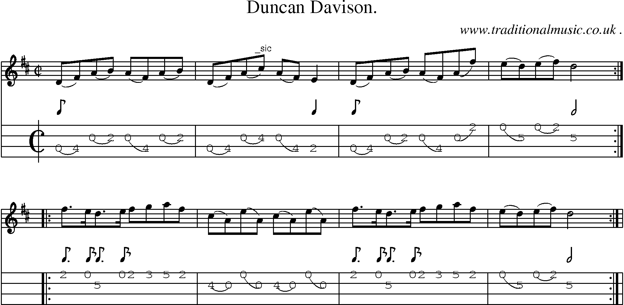 Sheet-Music and Mandolin Tabs for Duncan Davison