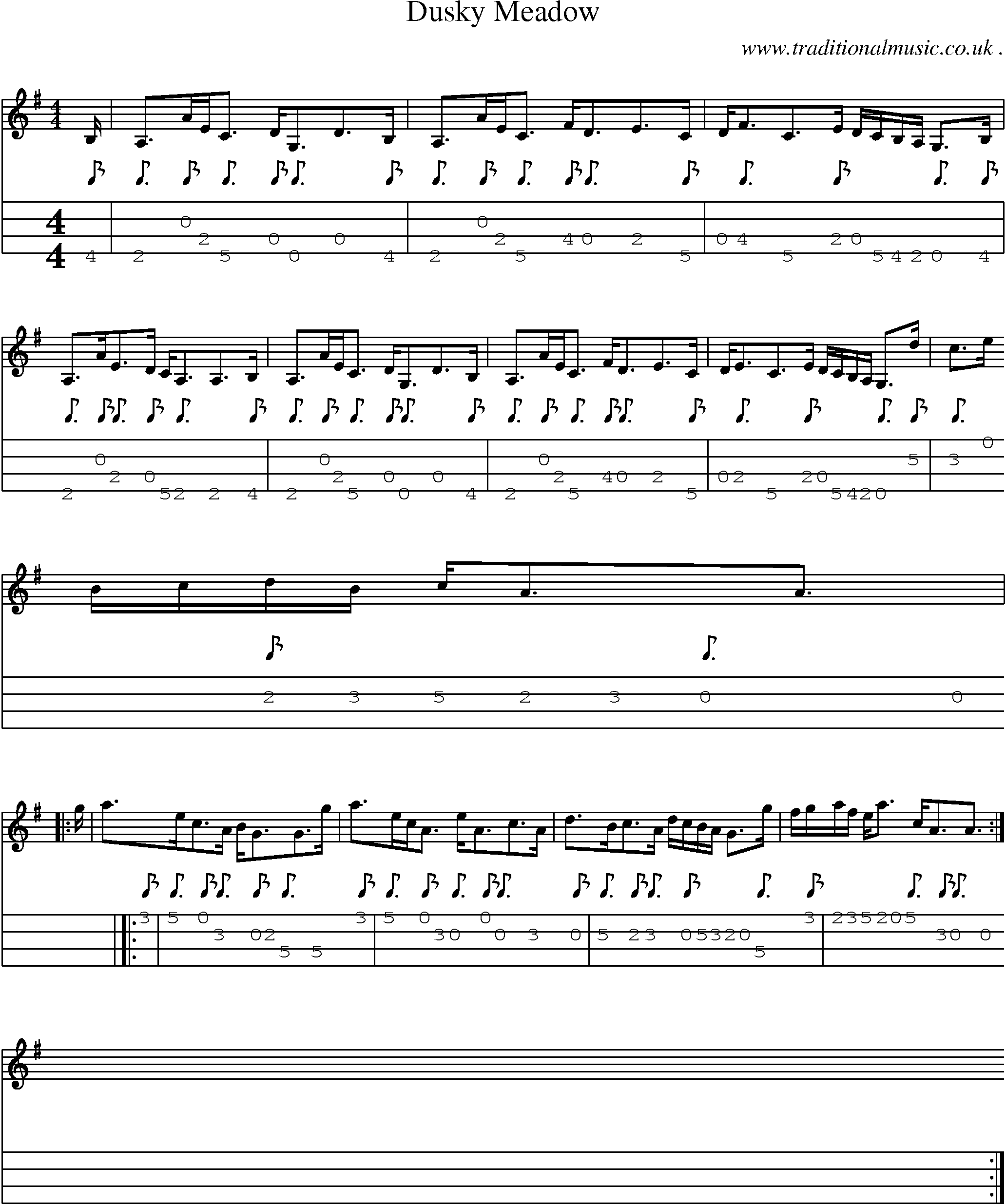 Sheet-Music and Mandolin Tabs for Dusky Meadow