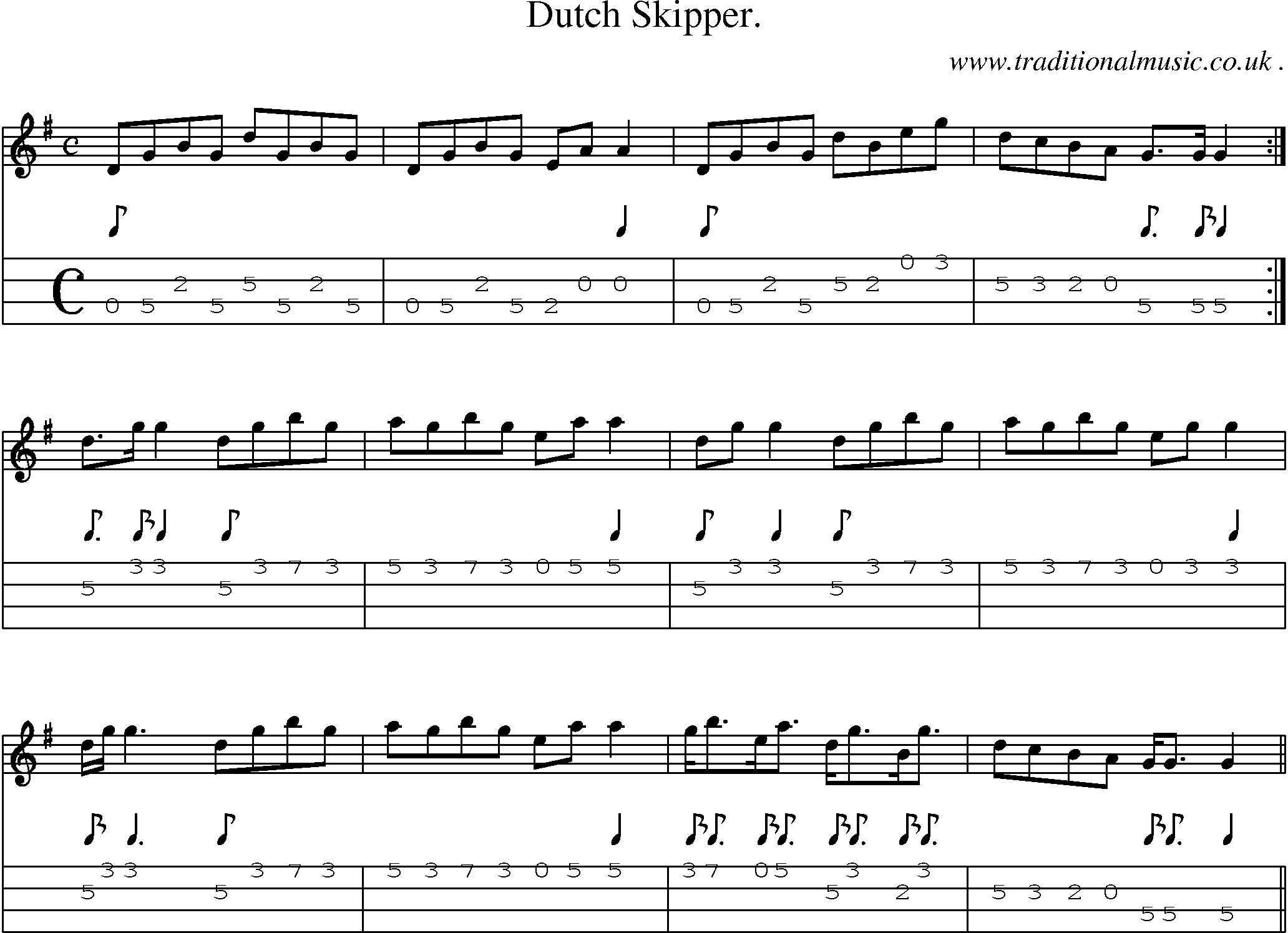 Sheet-Music and Mandolin Tabs for Dutch Skipper