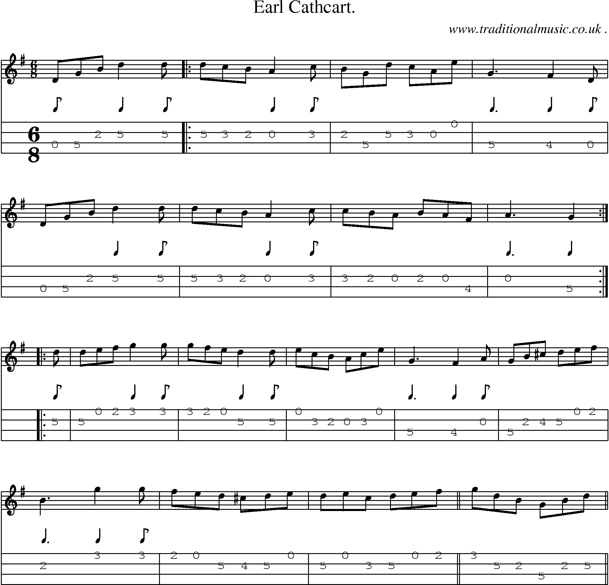 Sheet-Music and Mandolin Tabs for Earl Cathcart
