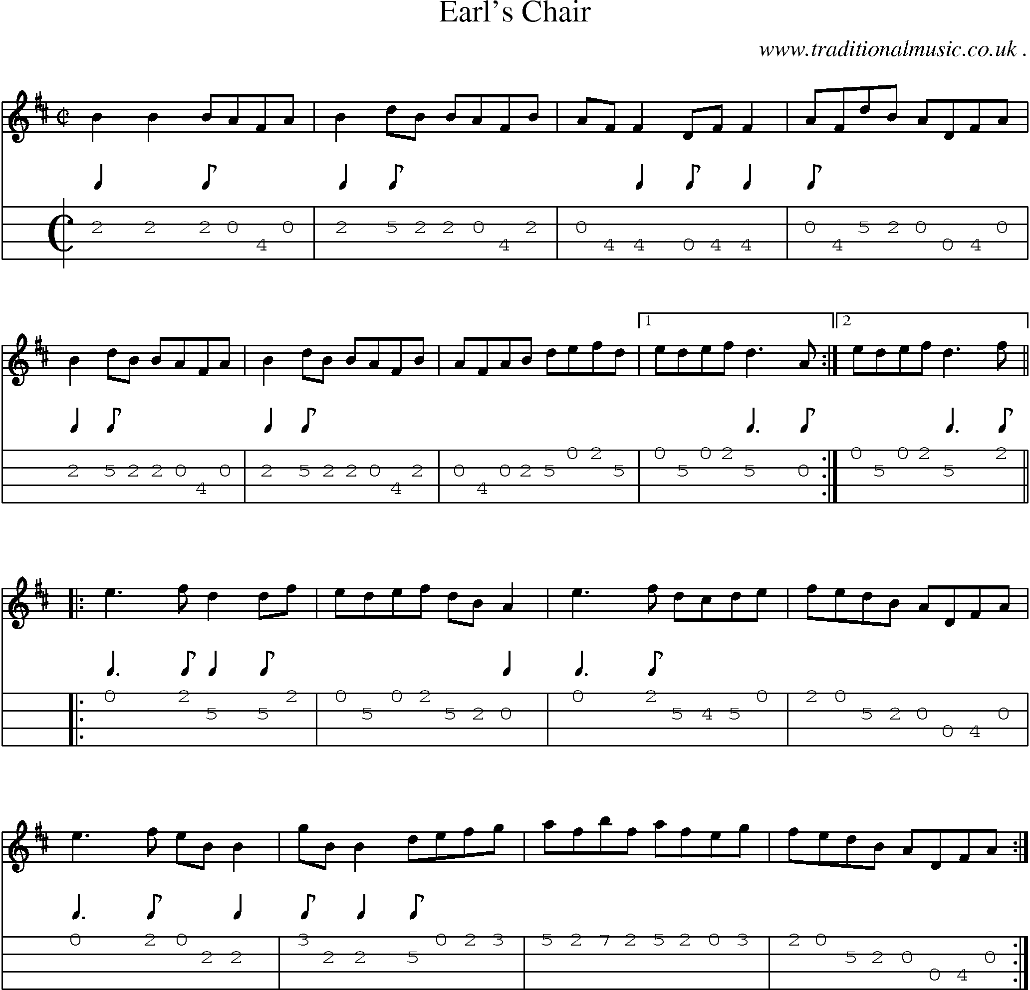 Sheet-Music and Mandolin Tabs for Earls Chair