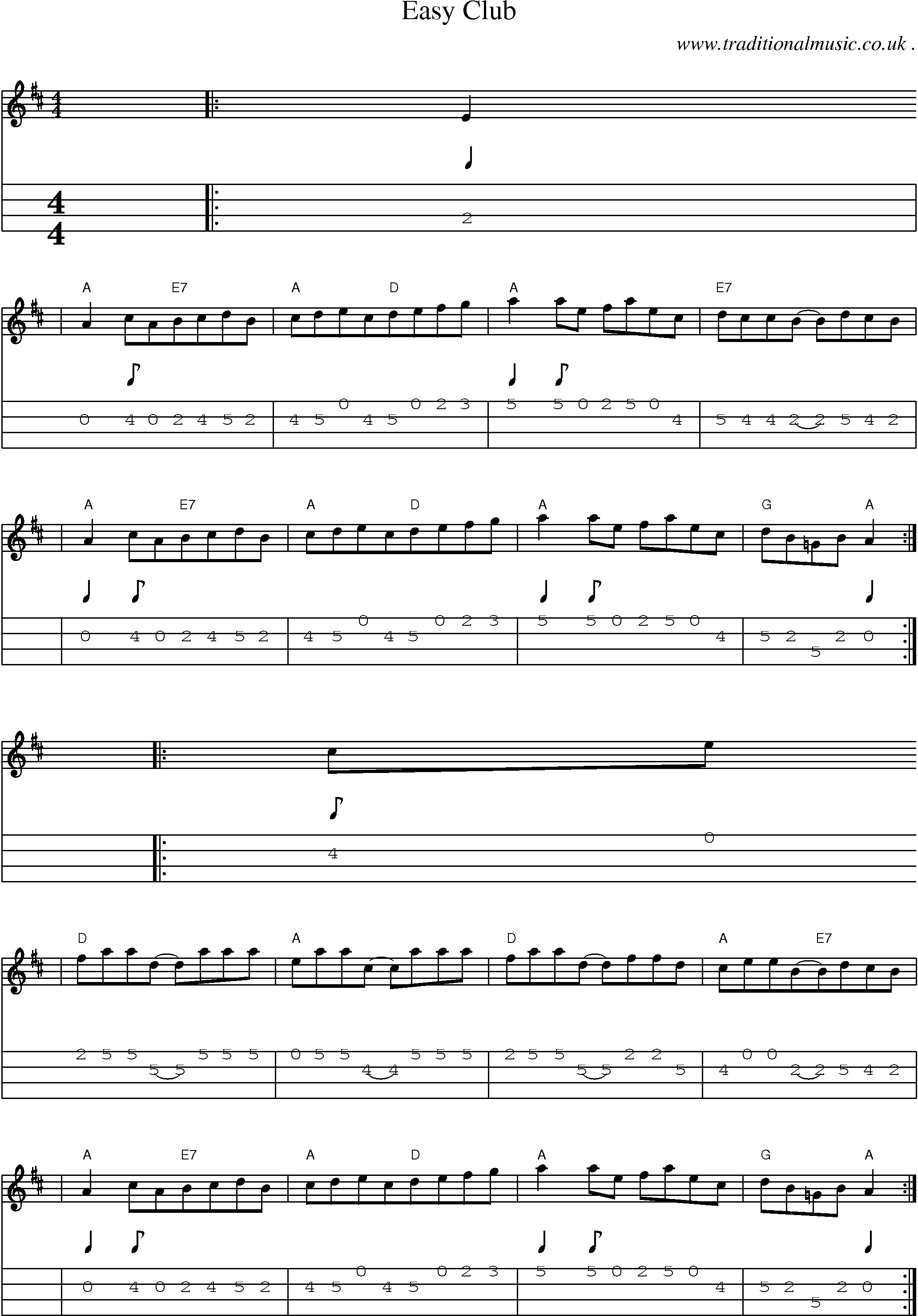 Sheet-Music and Mandolin Tabs for Easy Club