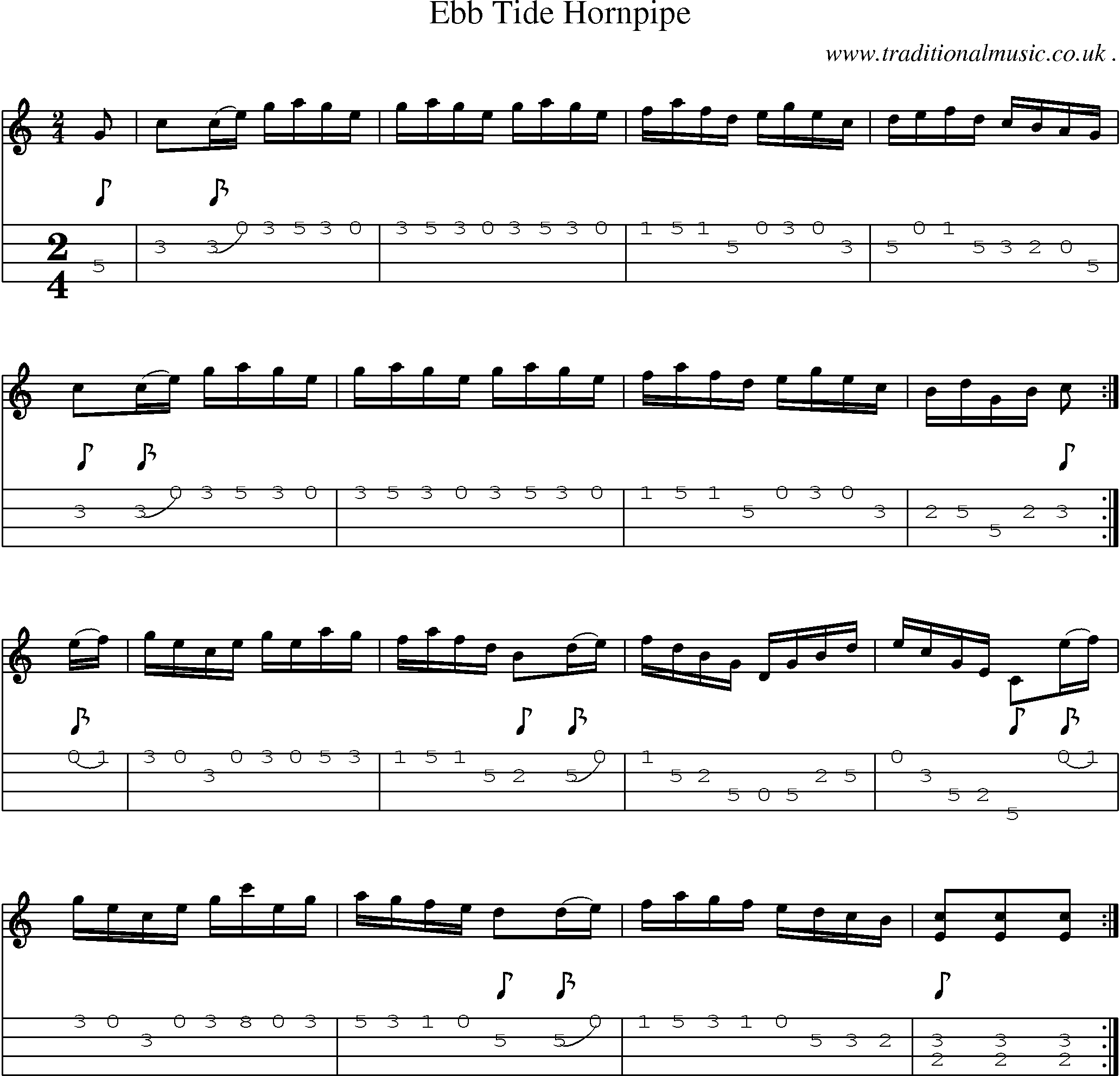 Sheet-Music and Mandolin Tabs for Ebb Tide Hornpipe