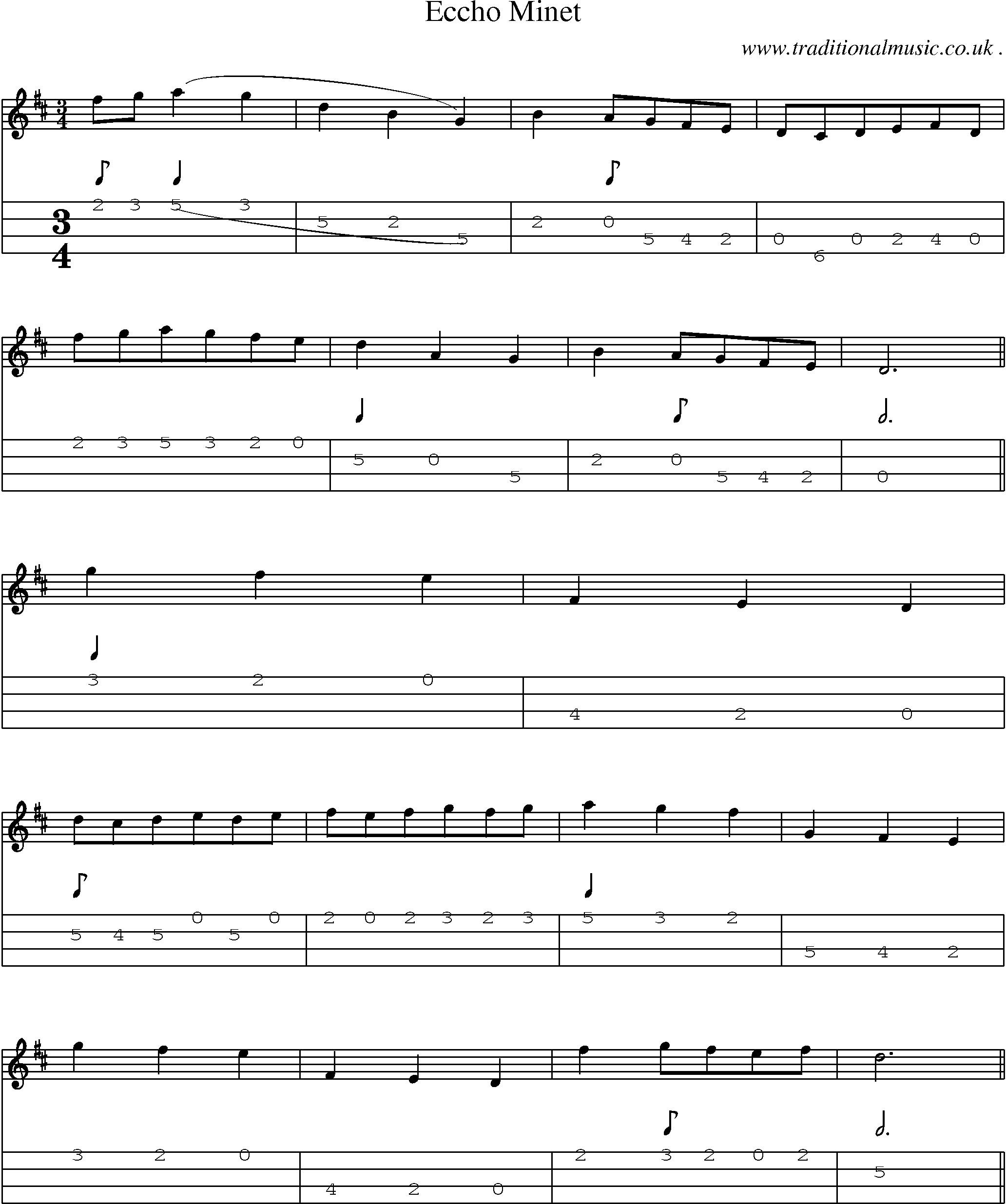 Sheet-Music and Mandolin Tabs for Eccho Minet