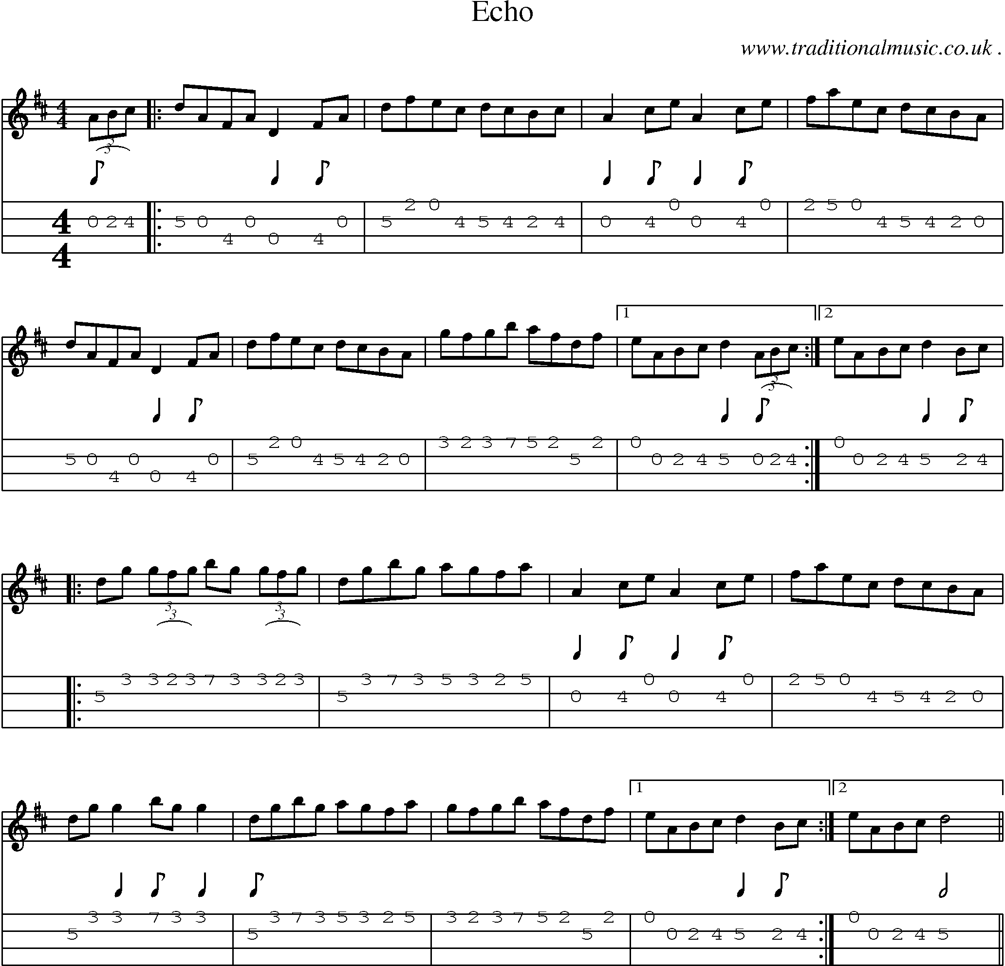 Sheet-Music and Mandolin Tabs for Echo