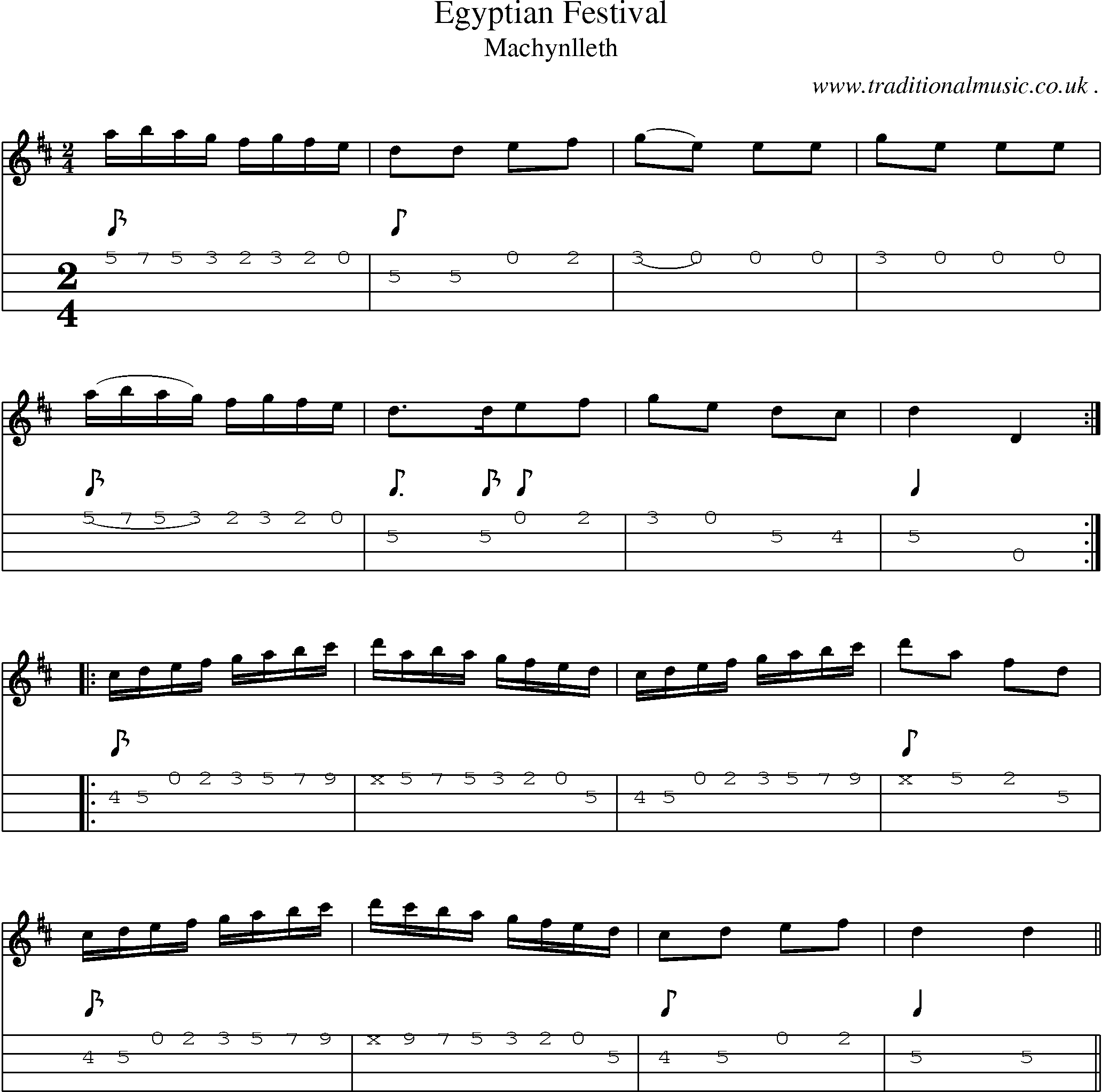 Sheet-Music and Mandolin Tabs for Egyptian Festival