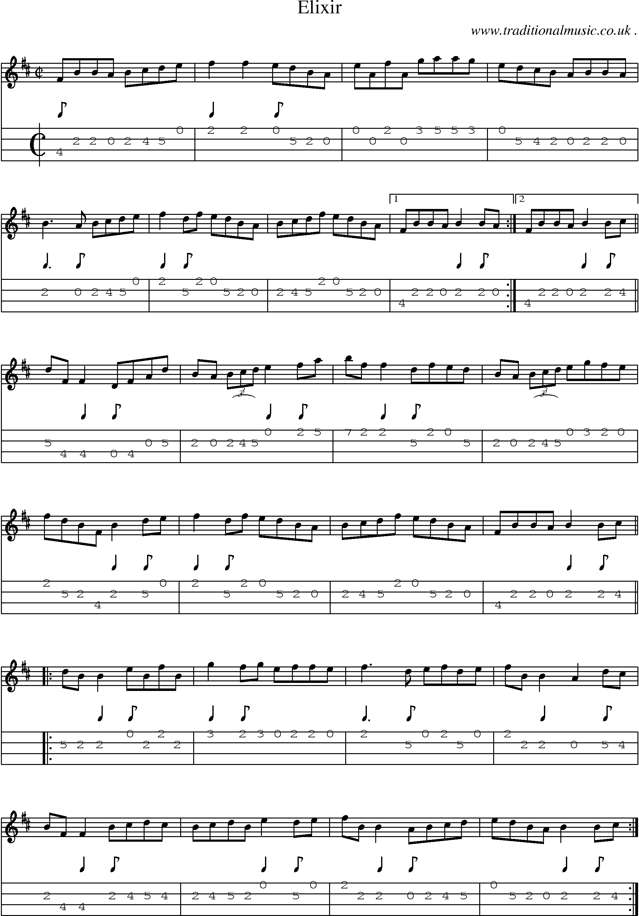 Sheet-Music and Mandolin Tabs for Elixir