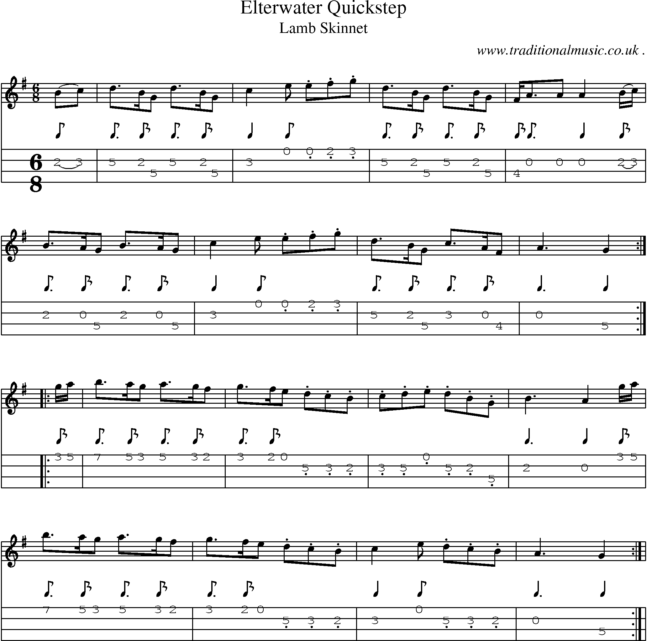 Sheet-Music and Mandolin Tabs for Elterwater Quickstep