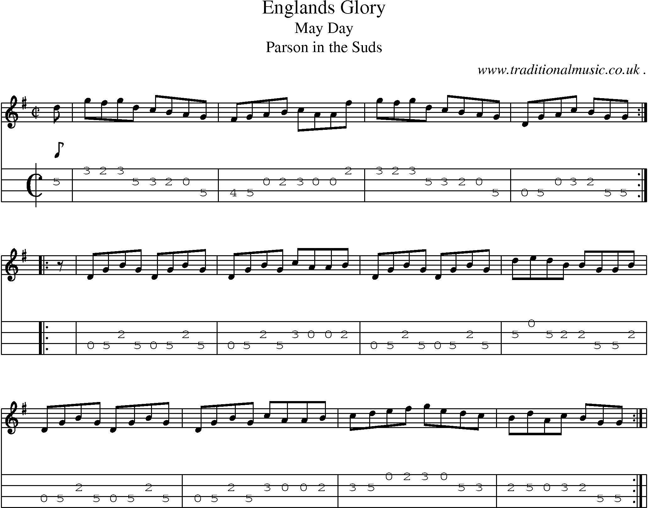 Sheet-Music and Mandolin Tabs for Englands Glory