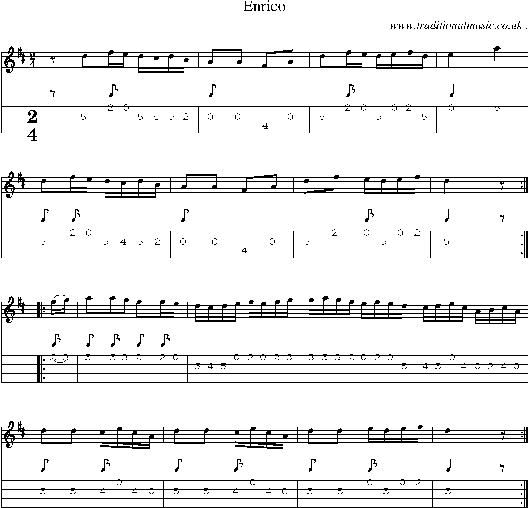 Sheet-Music and Mandolin Tabs for Enrico
