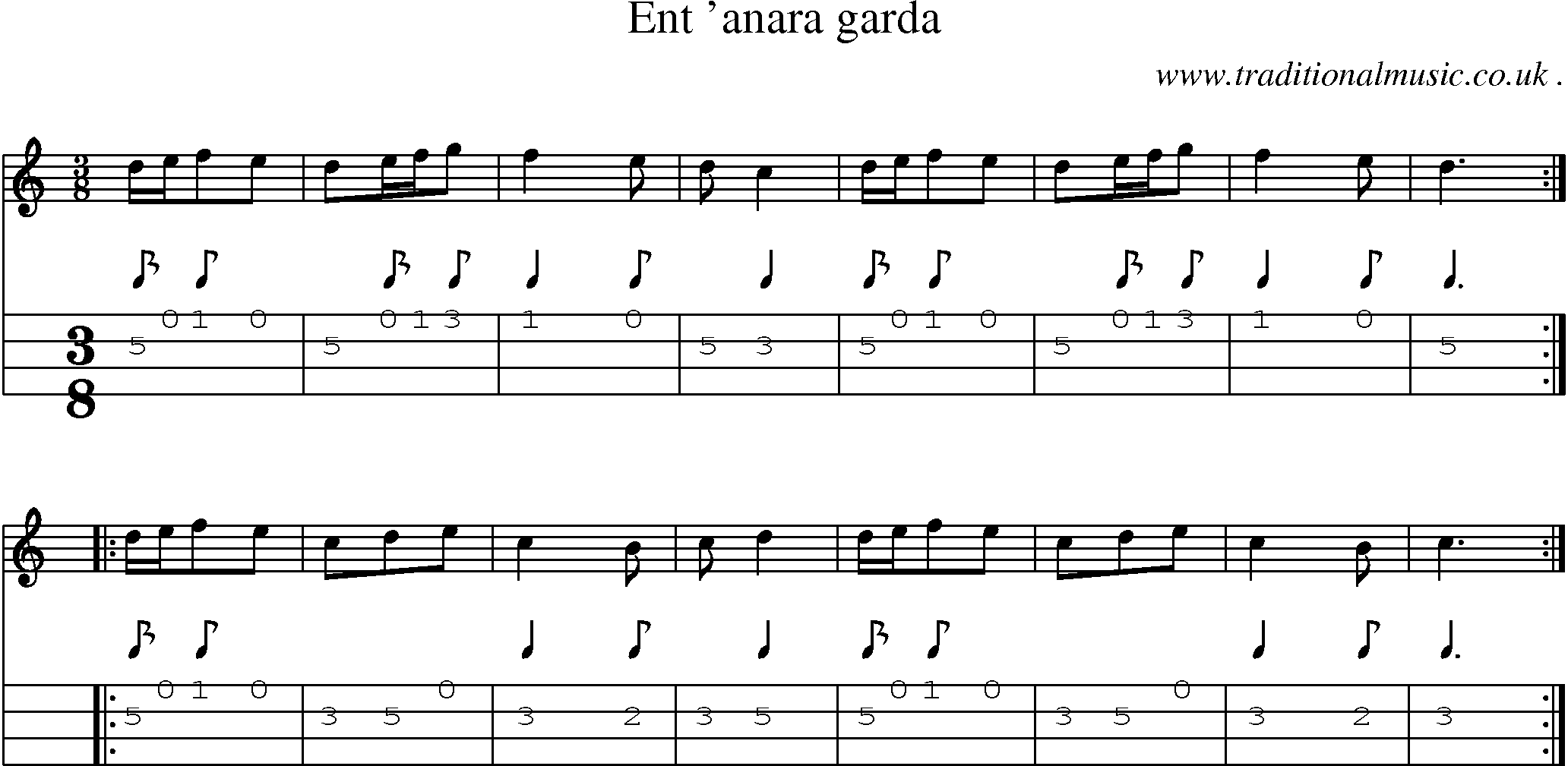 Sheet-Music and Mandolin Tabs for Ent Anara Garda