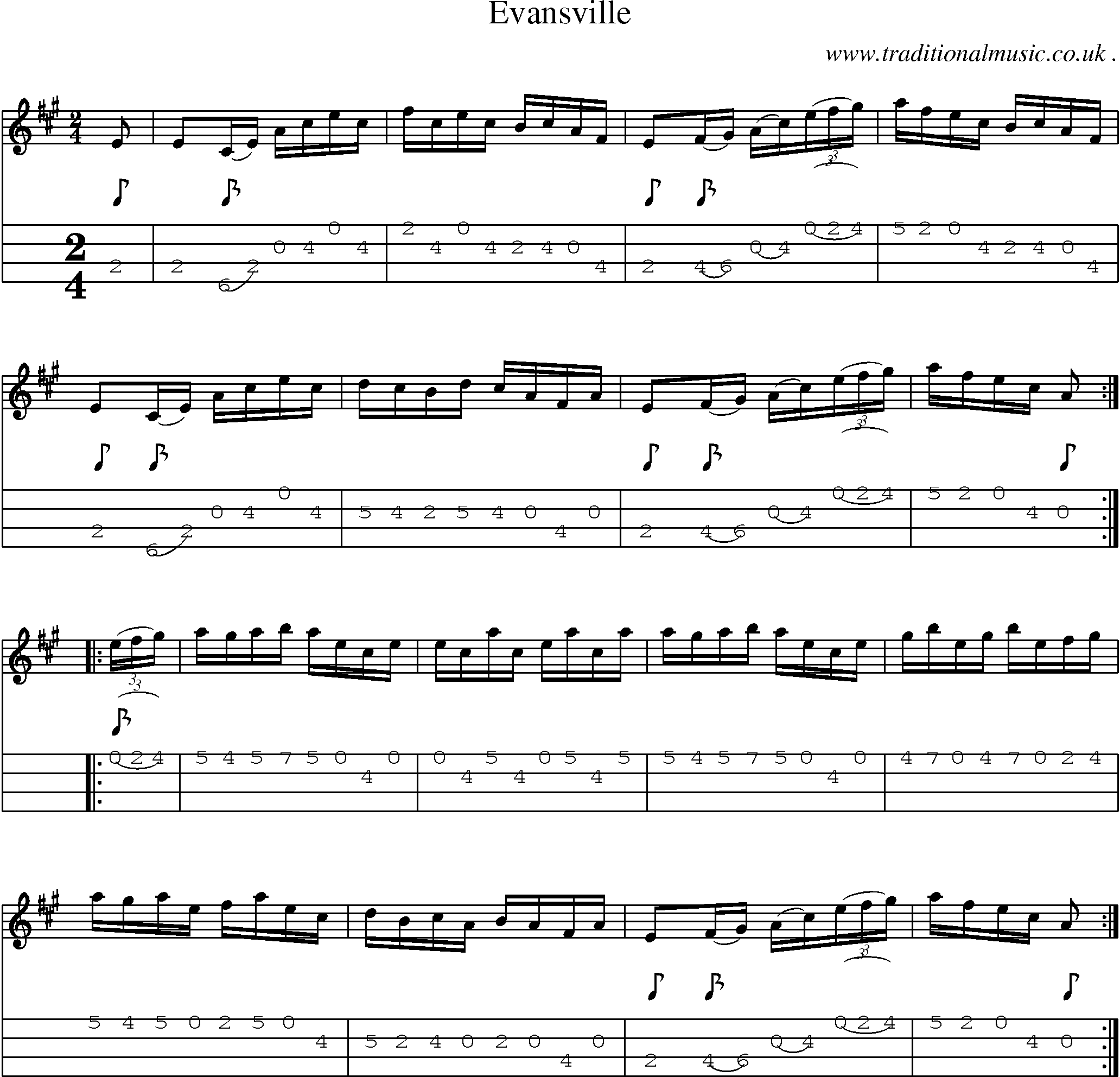 Sheet-Music and Mandolin Tabs for Evansville