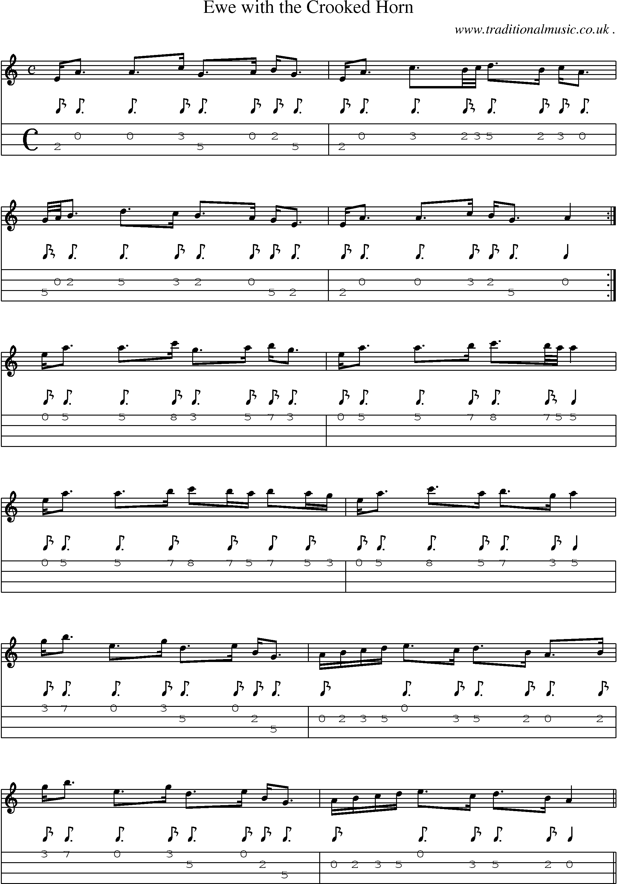 Sheet-Music and Mandolin Tabs for Ewe With The Crooked Horn