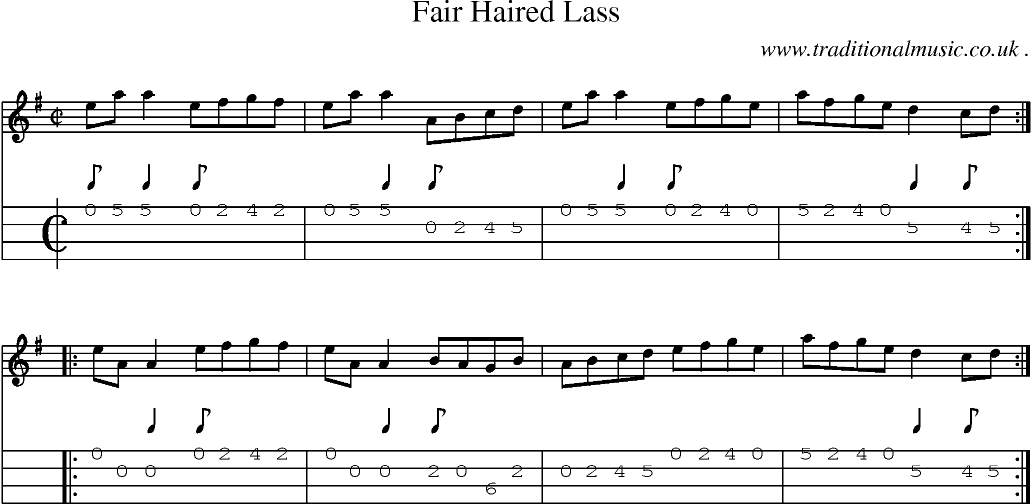 Sheet-Music and Mandolin Tabs for Fair Haired Lass