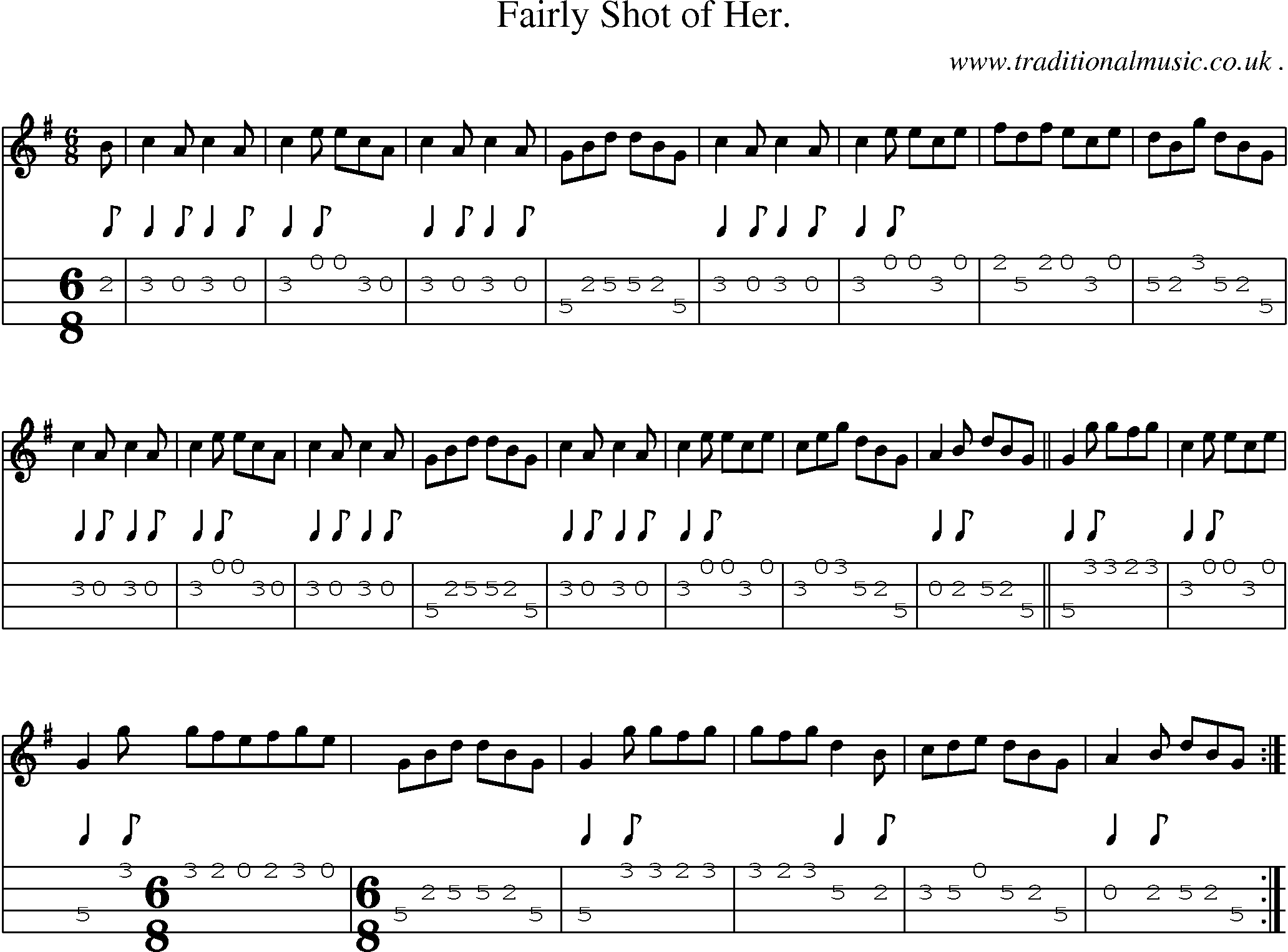 Sheet-Music and Mandolin Tabs for Fairly Shot Of Her