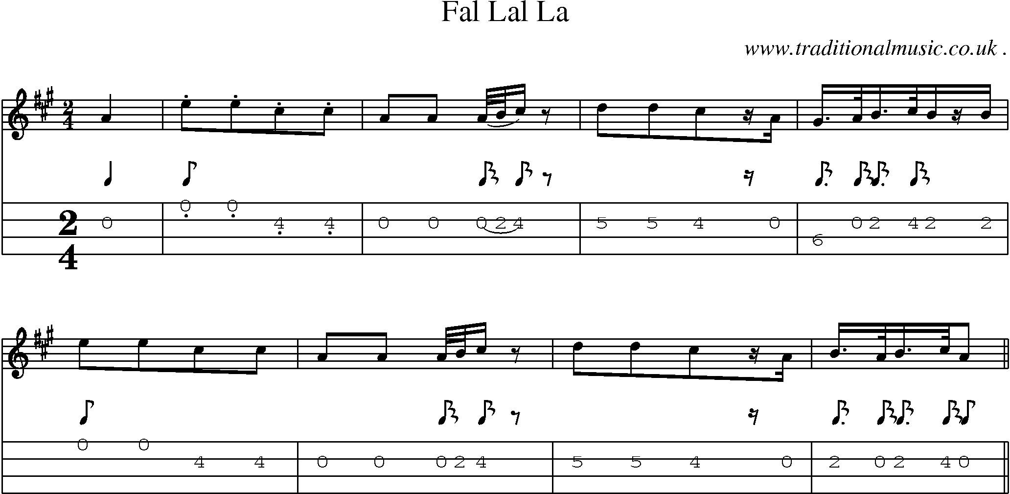 Sheet-Music and Mandolin Tabs for Fal Lal La 