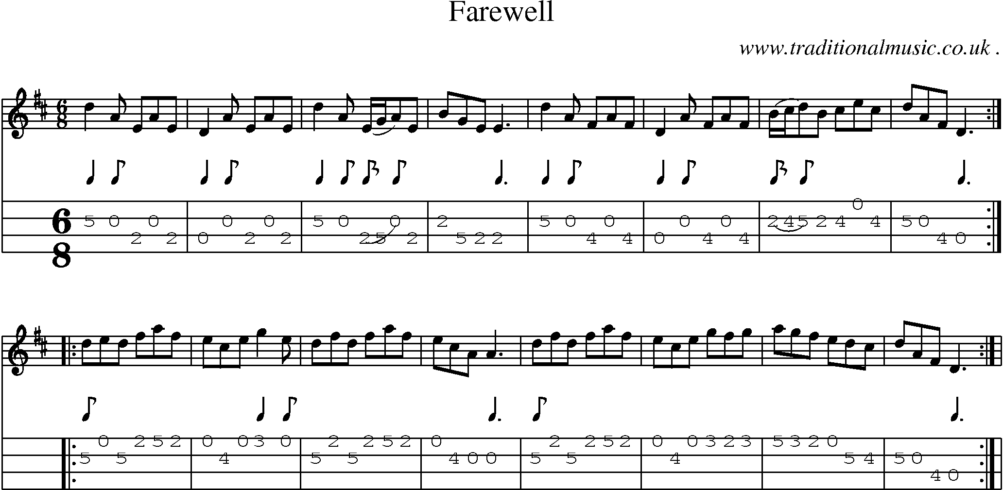 Sheet-Music and Mandolin Tabs for Farewell