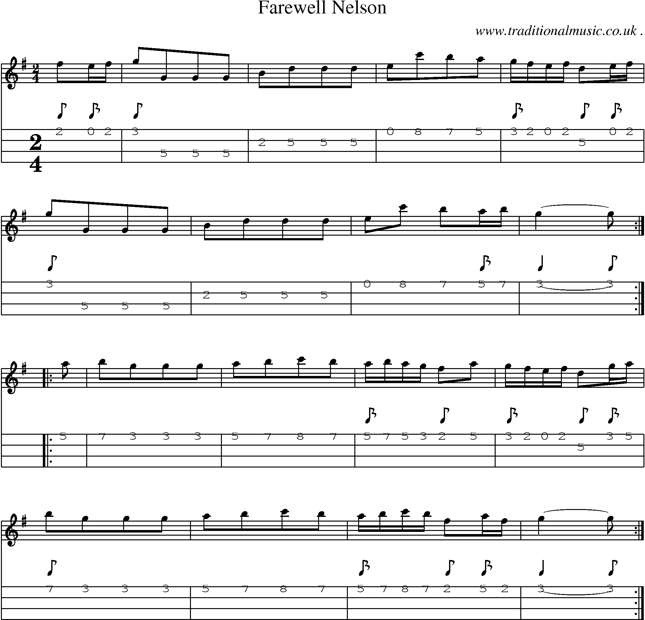 Sheet-Music and Mandolin Tabs for Farewell Nelson