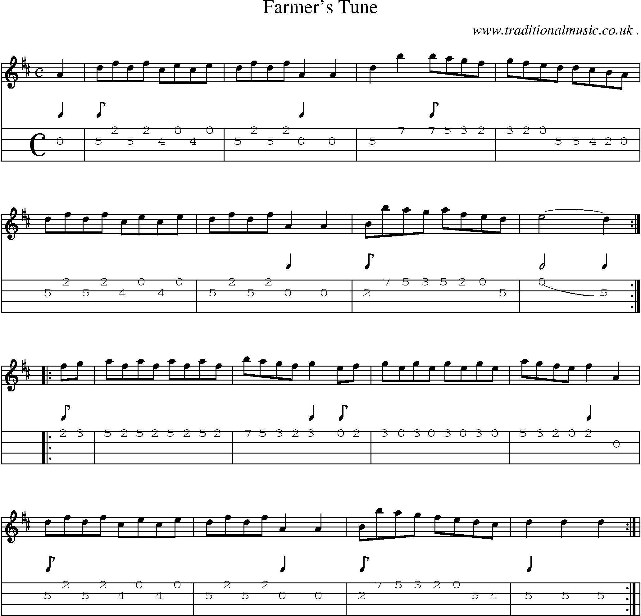 Sheet-Music and Mandolin Tabs for Farmers Tune