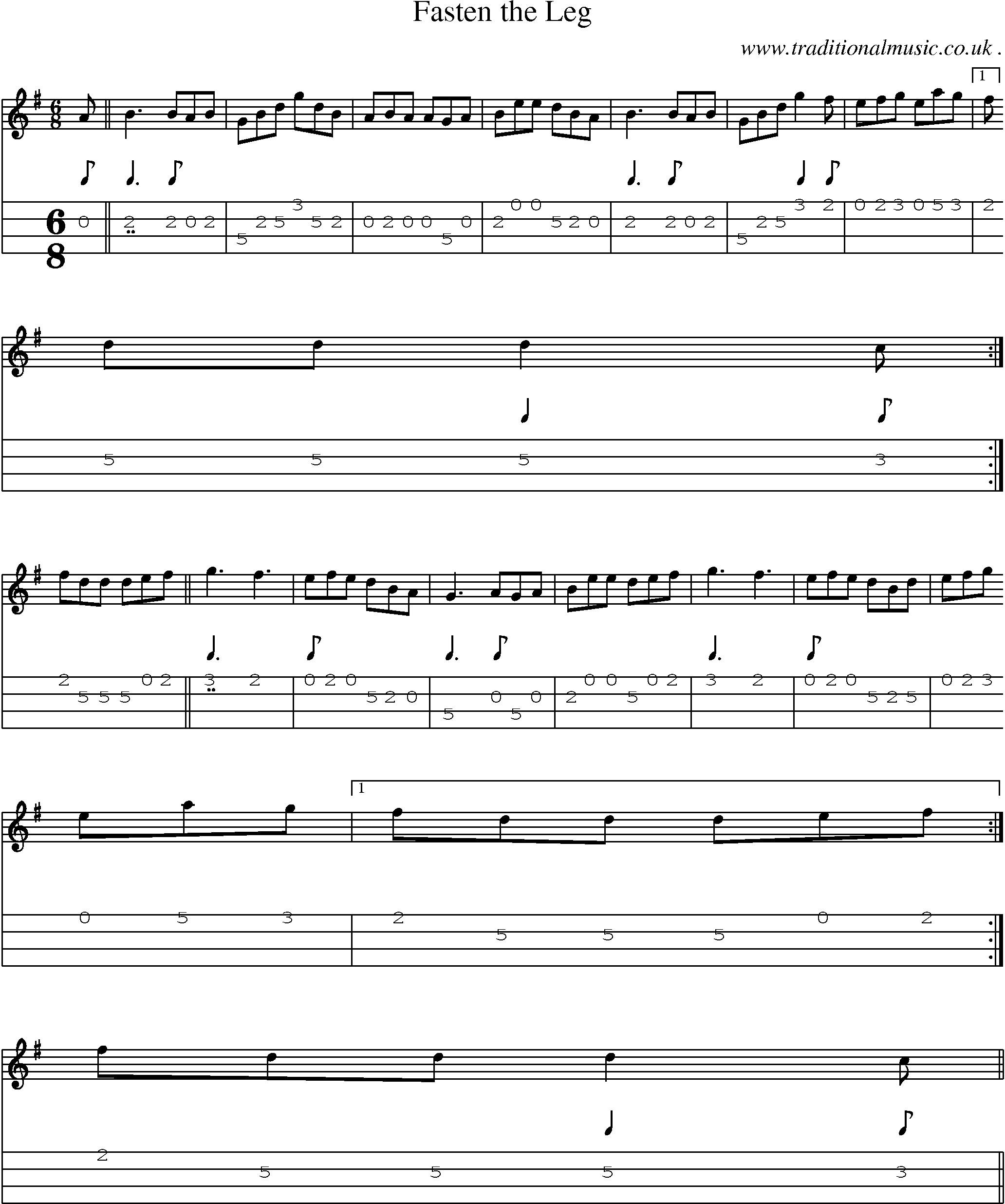Sheet-Music and Mandolin Tabs for Fasten The Leg